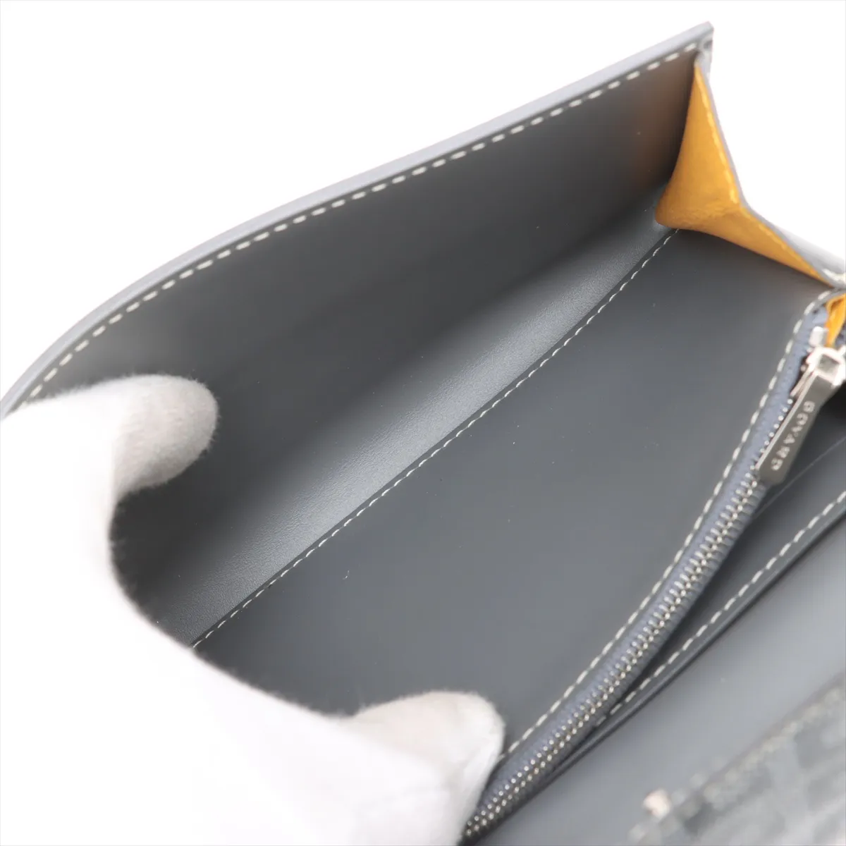 Varenne PVC x Leather Chain Wallet Gray — view 8