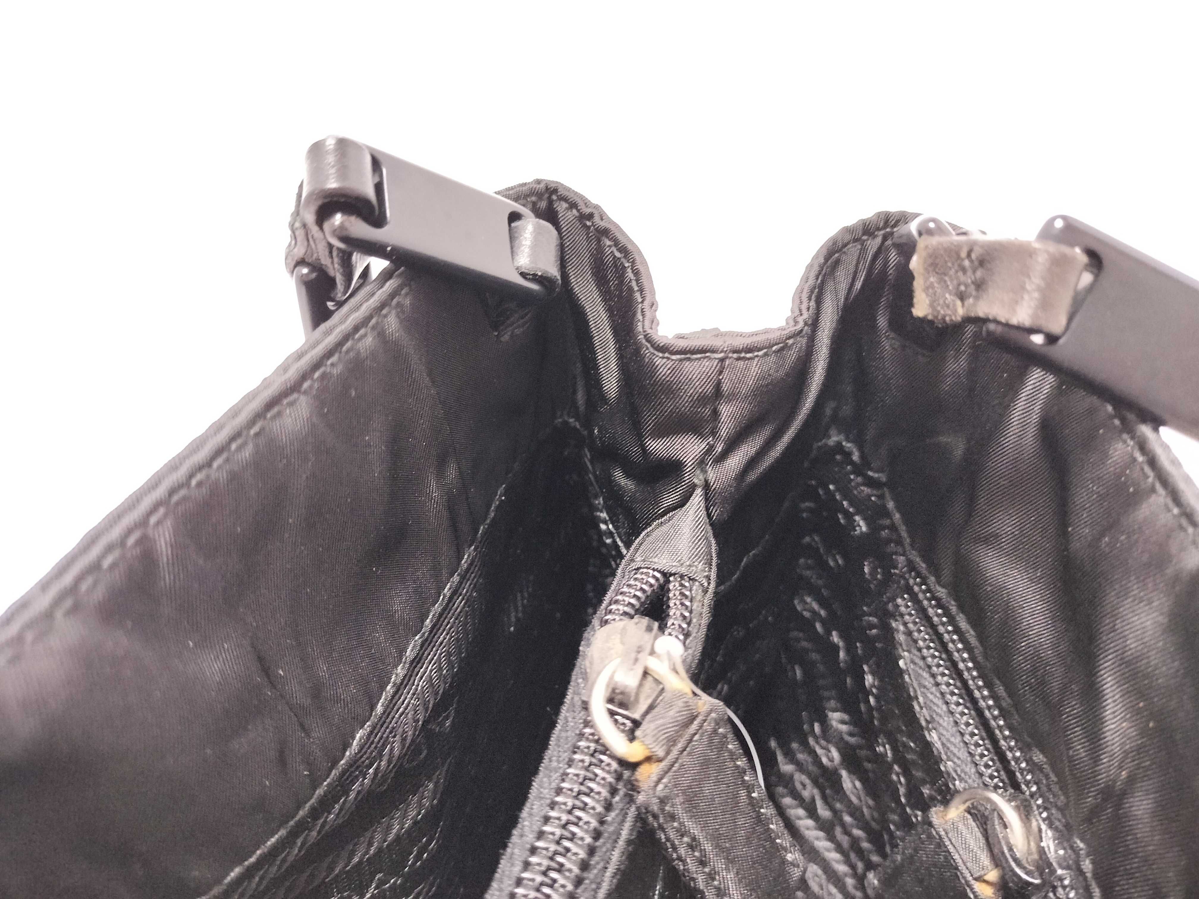Nylon Tote Bag with Plastic Chain, Black — view 10