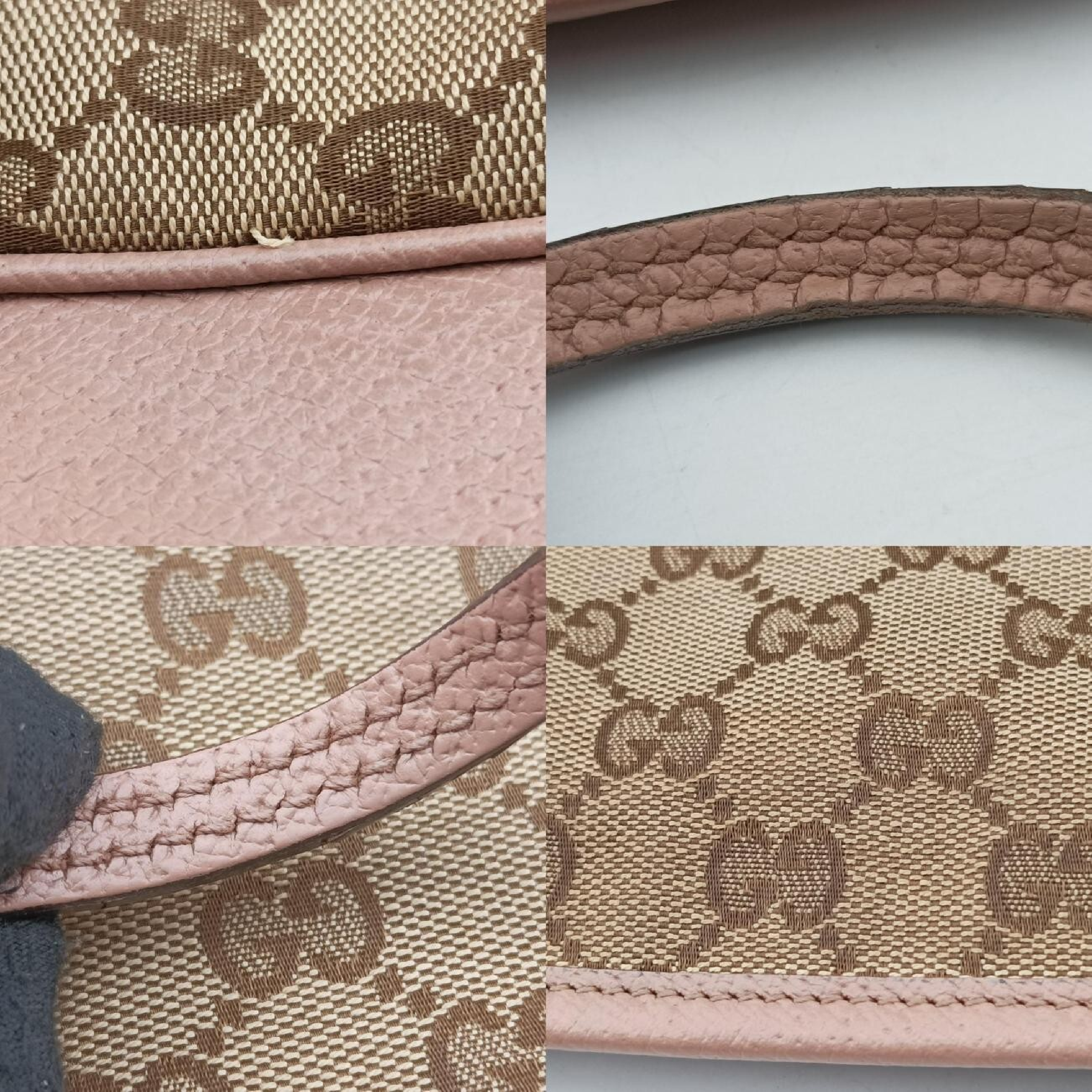 Bree handbag, beige x pink canvas x leather, 323671 E015188356. — view 11