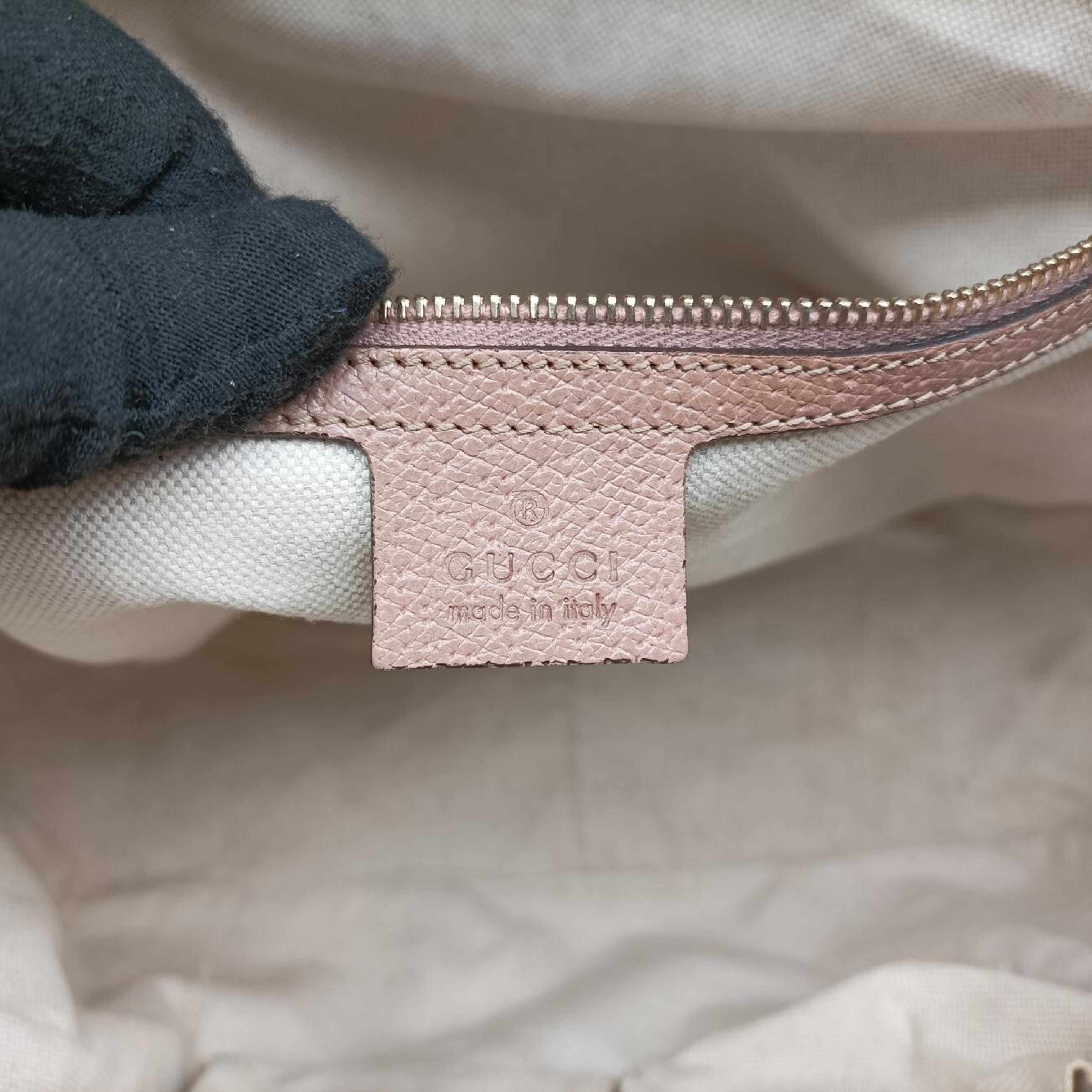 Bree handbag, beige x pink canvas x leather, 323671 E015188356. — view 7