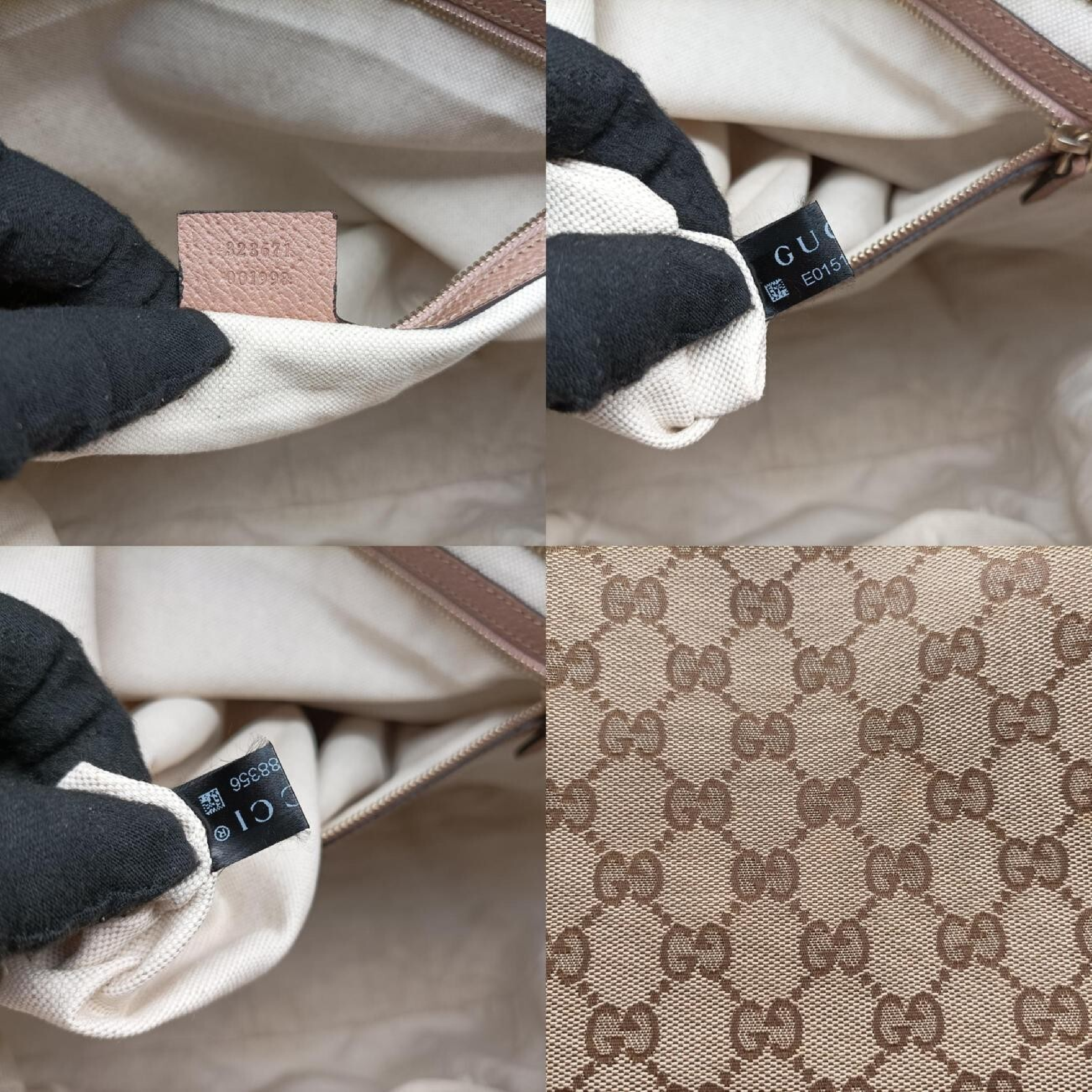 Bree handbag, beige x pink canvas x leather, 323671 E015188356. — view 8