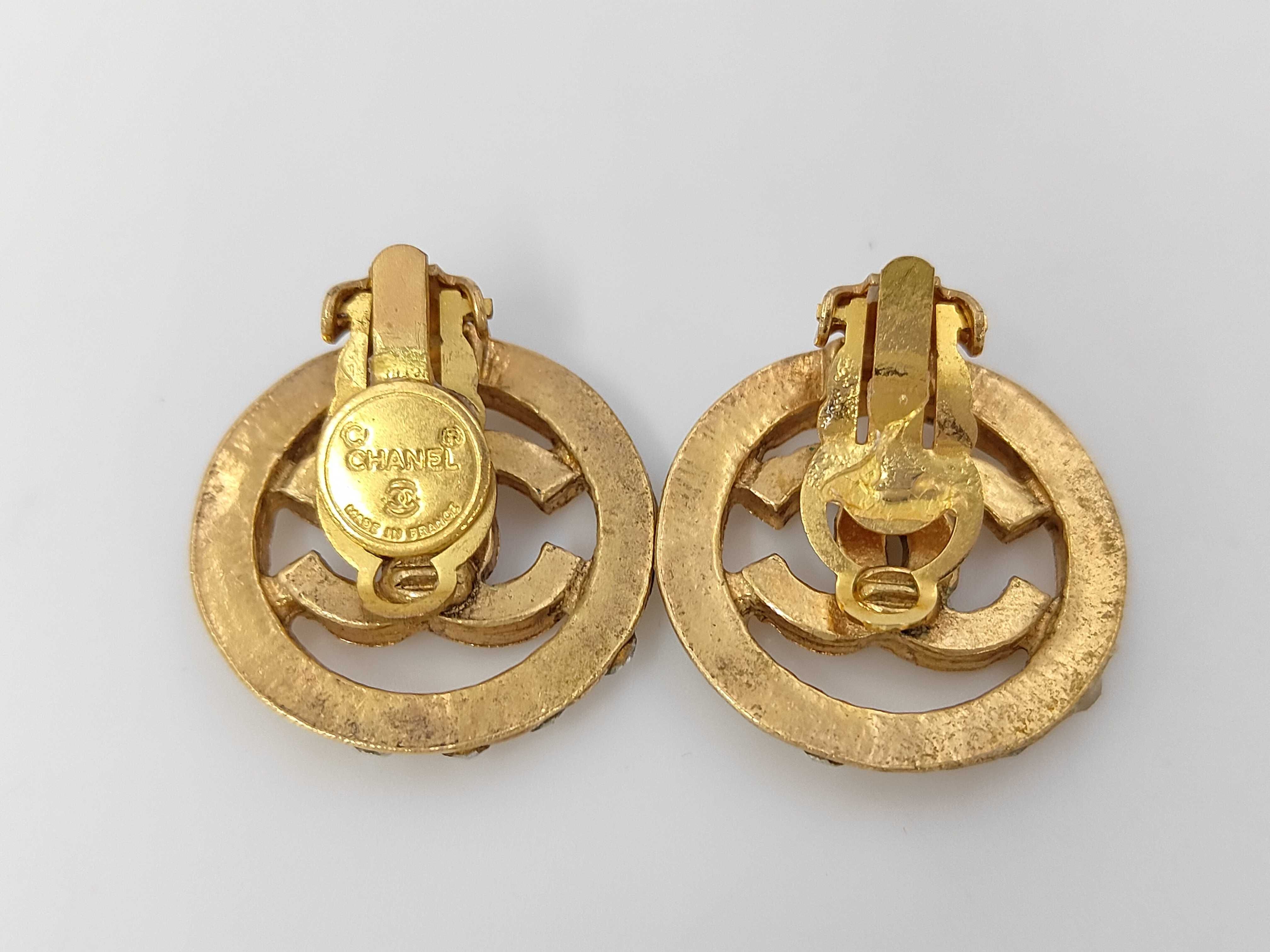 Vintage Coco Mark Rhinestone Earrings GP Earrings — view 2