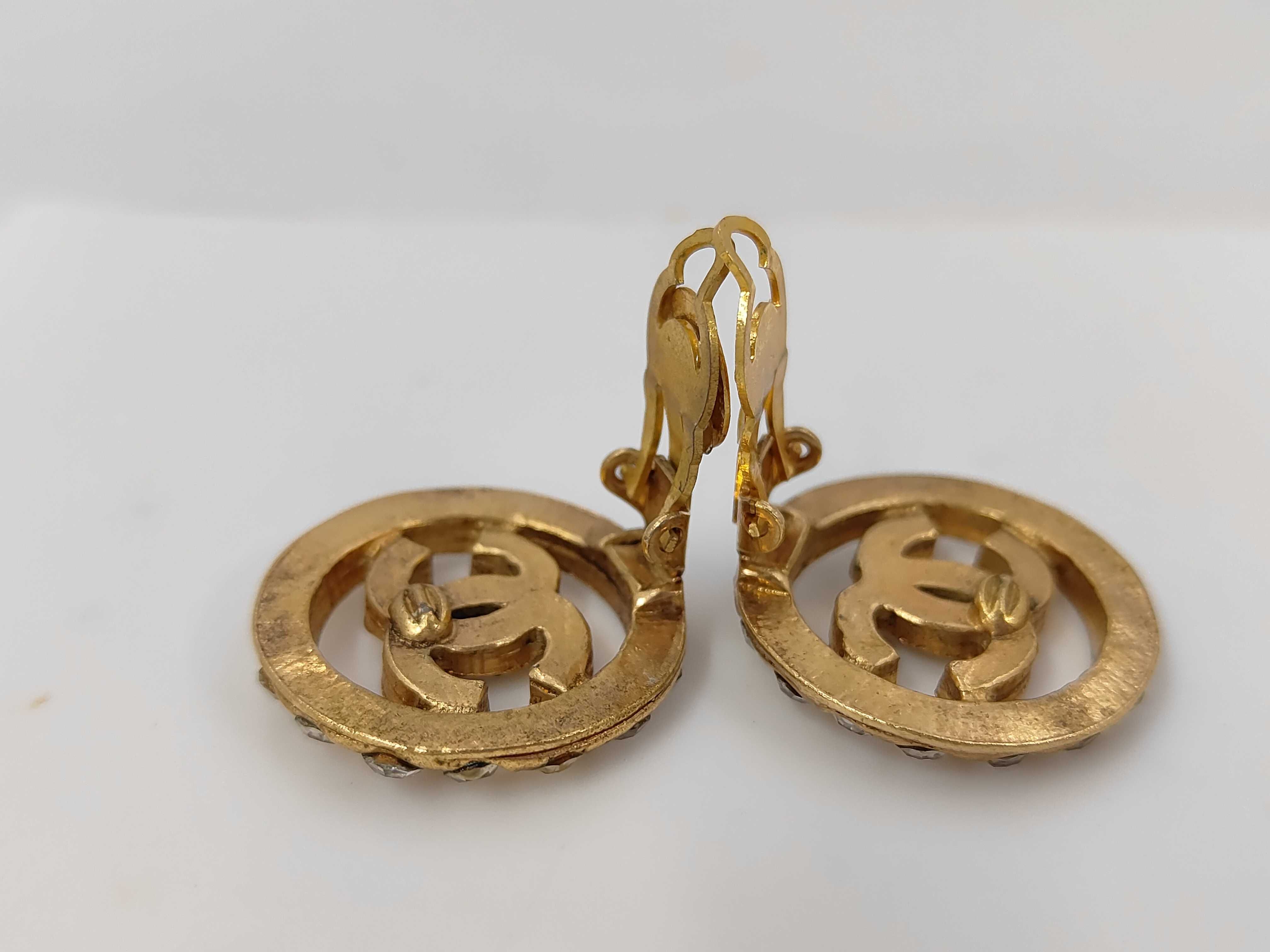Vintage Coco Mark Rhinestone Earrings GP Earrings — view 4