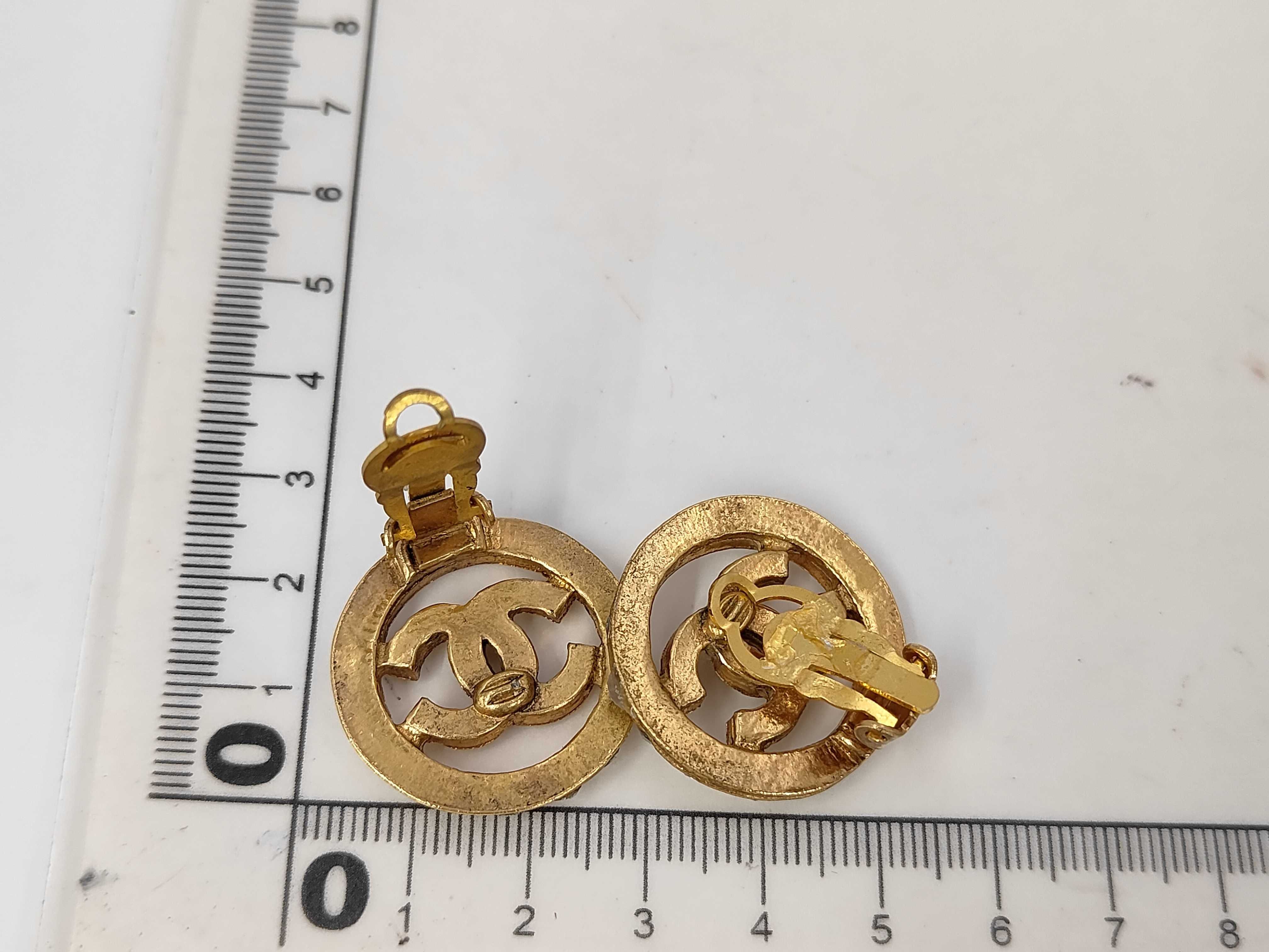 Vintage Coco Mark Rhinestone Earrings GP Earrings — view 7