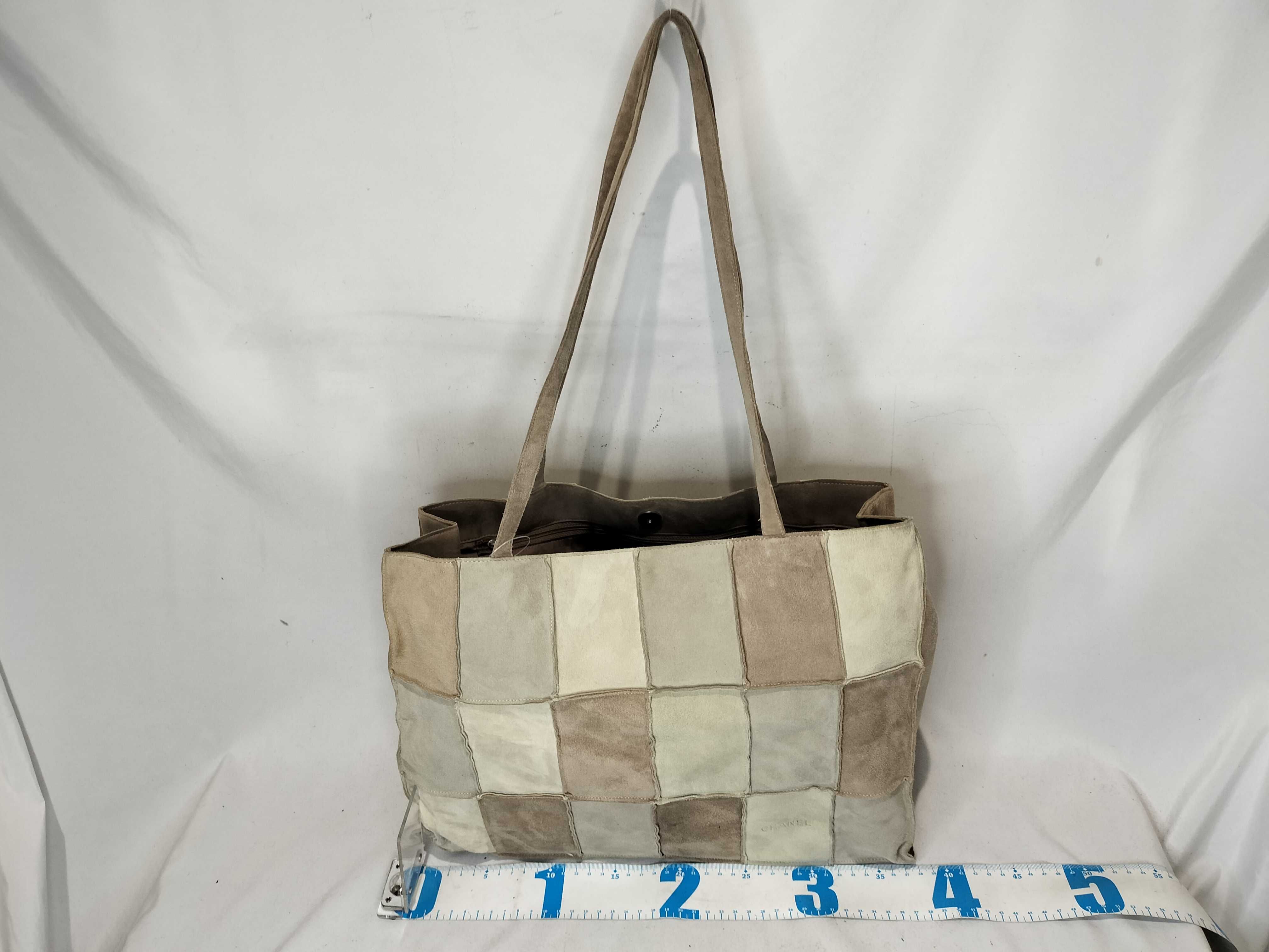 Chocolate Bar Suede Patchwork Tote Bag — view 2