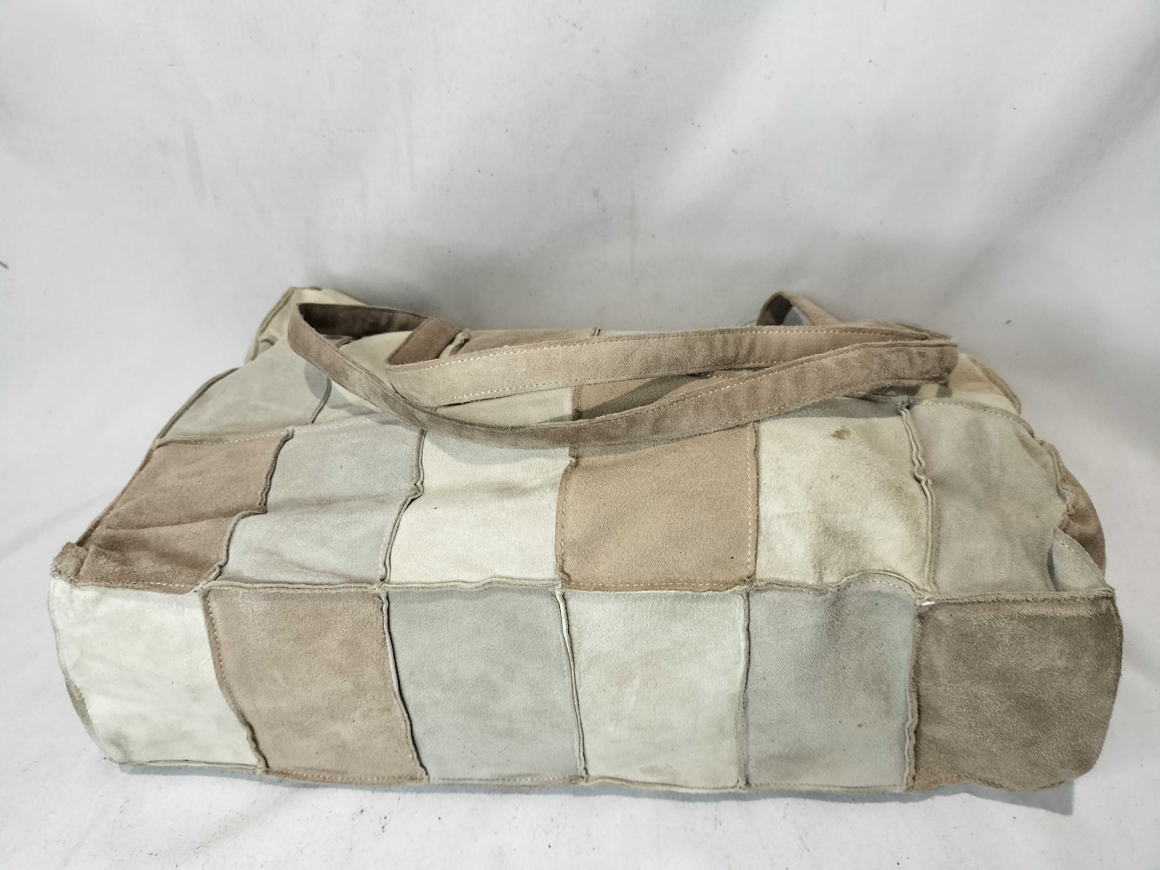 Chocolate Bar Suede Patchwork Tote Bag — view 8