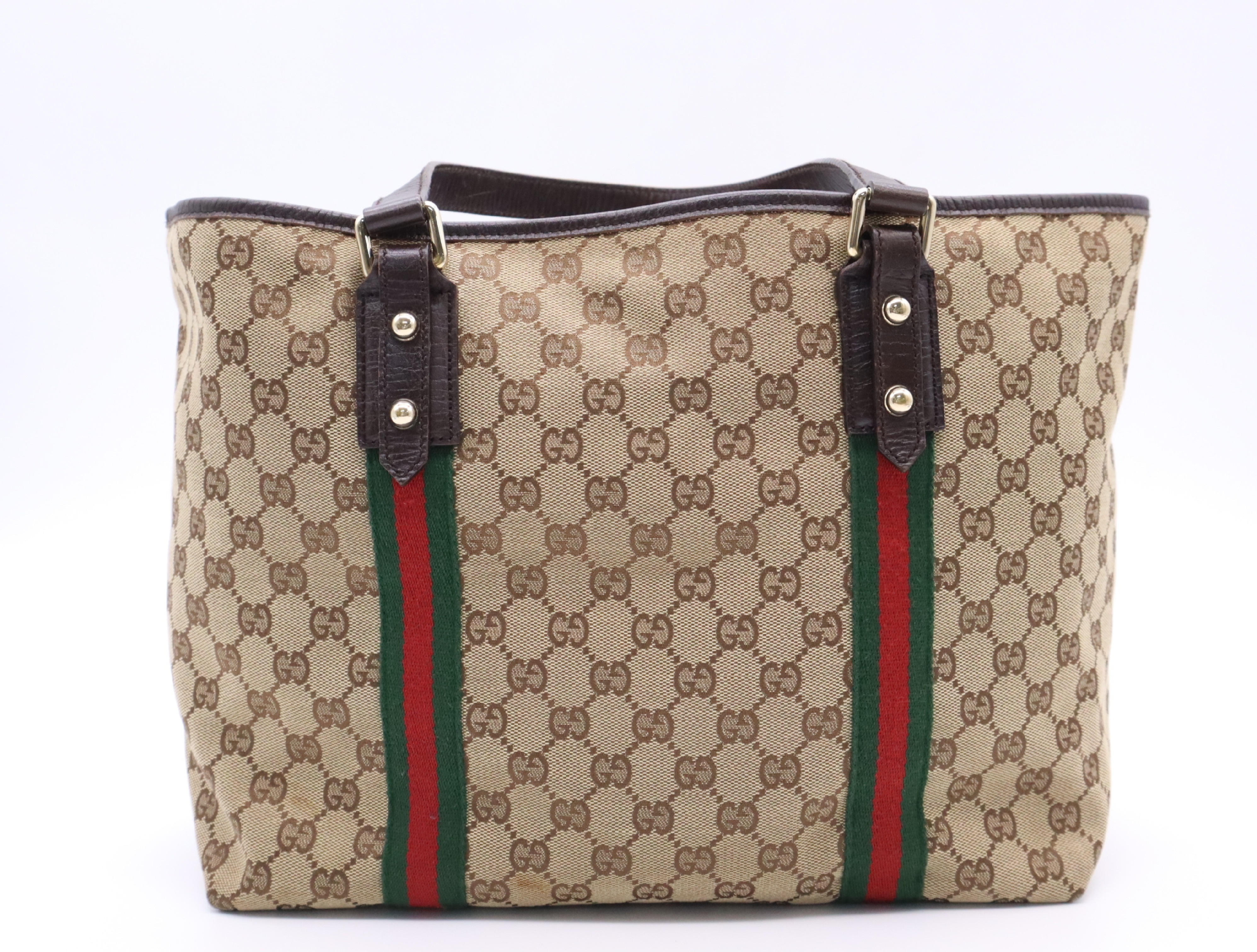 139260 GG Canvas Sherry Tote Bag Beige Brown Tote Bag — view 2