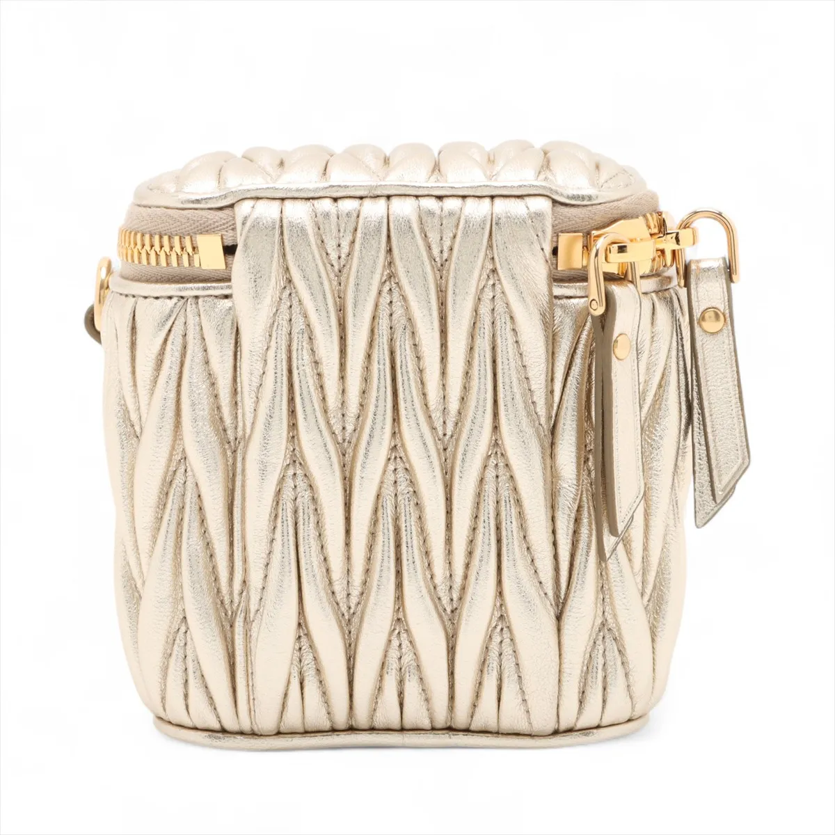 Matelassé Micro Bag Leather Shoulder Bag Gold 5NR018 with Mirror — view 2