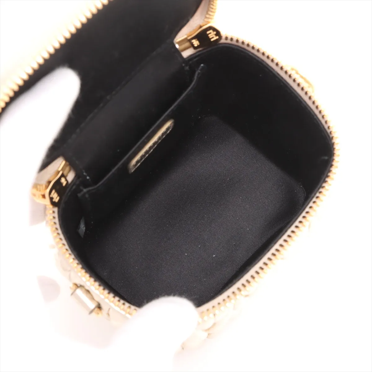 Matelassé Micro Bag Leather Shoulder Bag Gold 5NR018 with Mirror — view 6