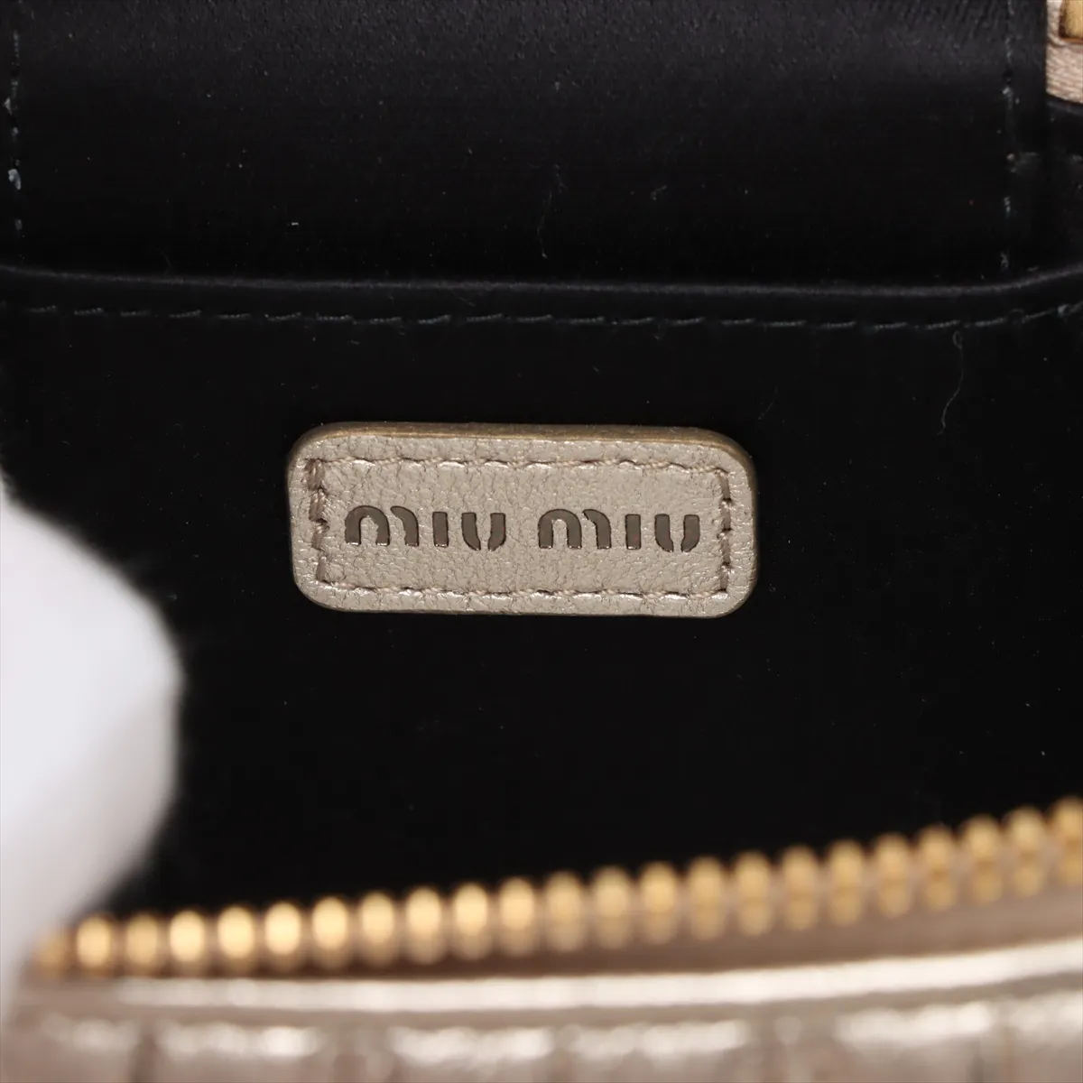 Matelassé Micro Bag Leather Shoulder Bag Gold 5NR018 with Mirror — view 7