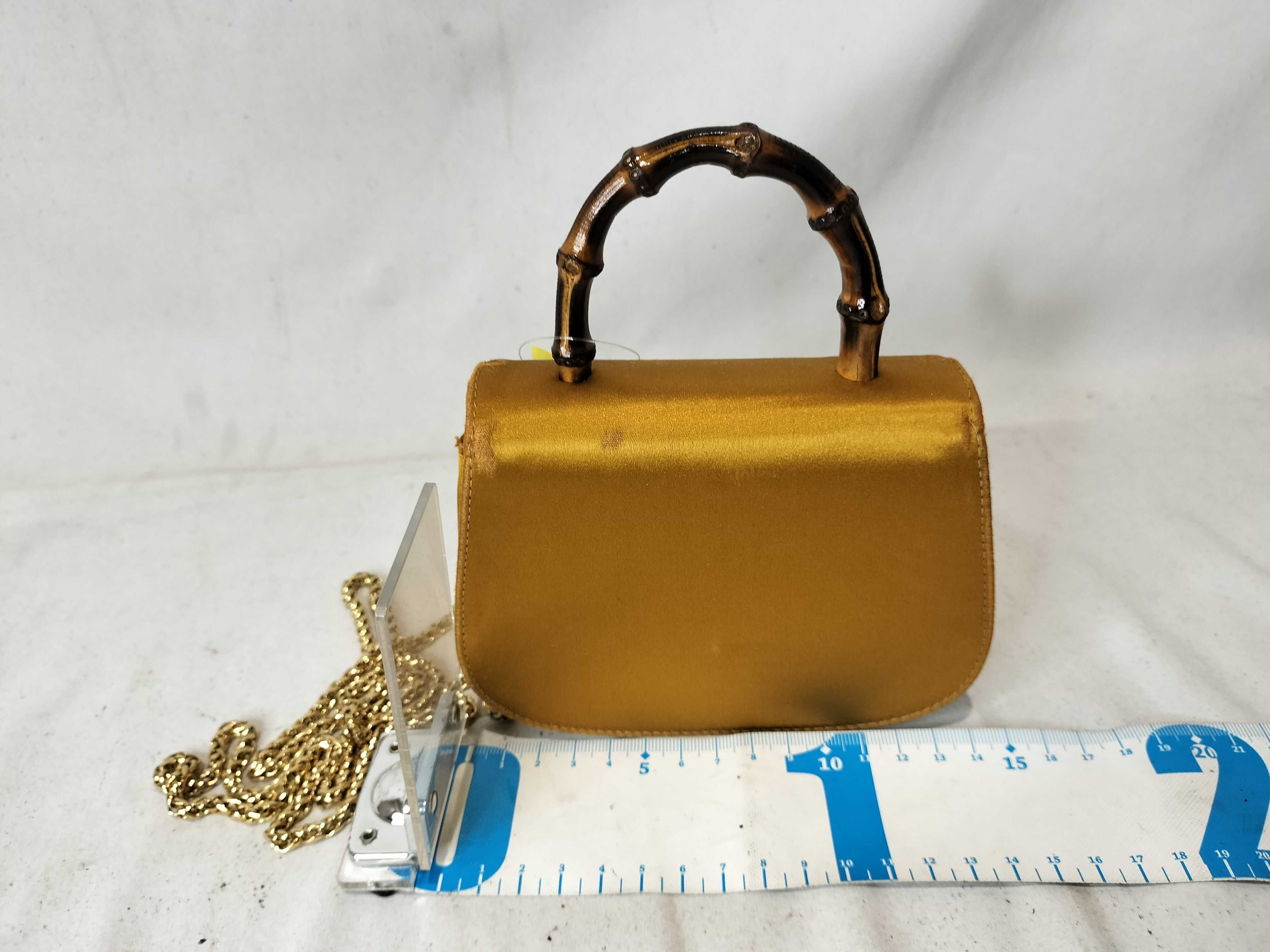 Bamboo Satin Mini Chain Shoulder Bag — view 3