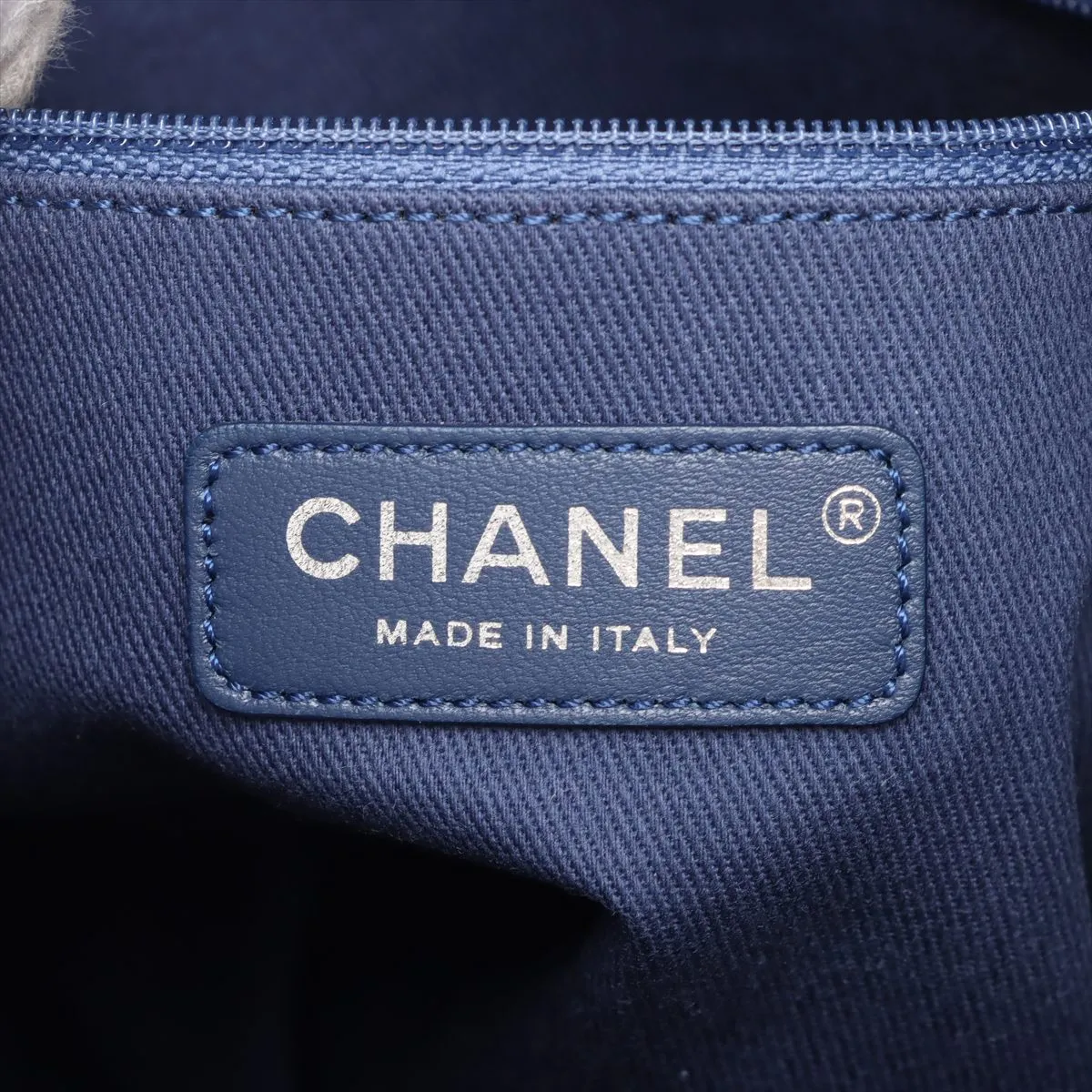 Deauville PM Tweed x Leather Chain Tote Bag Blue Silver Hardware 25266483 25th Series — view 10