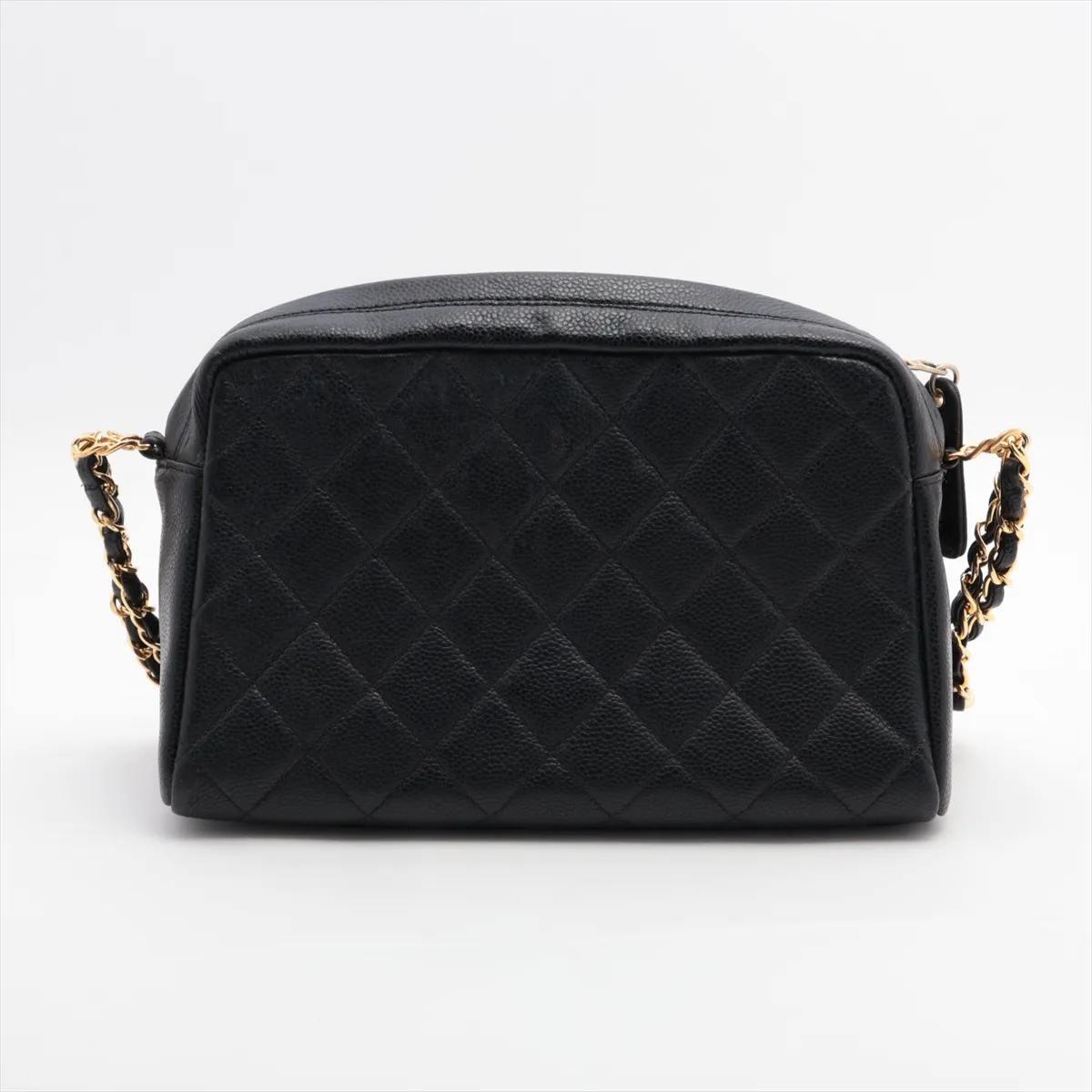 Matelasse Caviar Skin Chain Shoulder Bag Black Gold Hardware Base External Repair — view 2