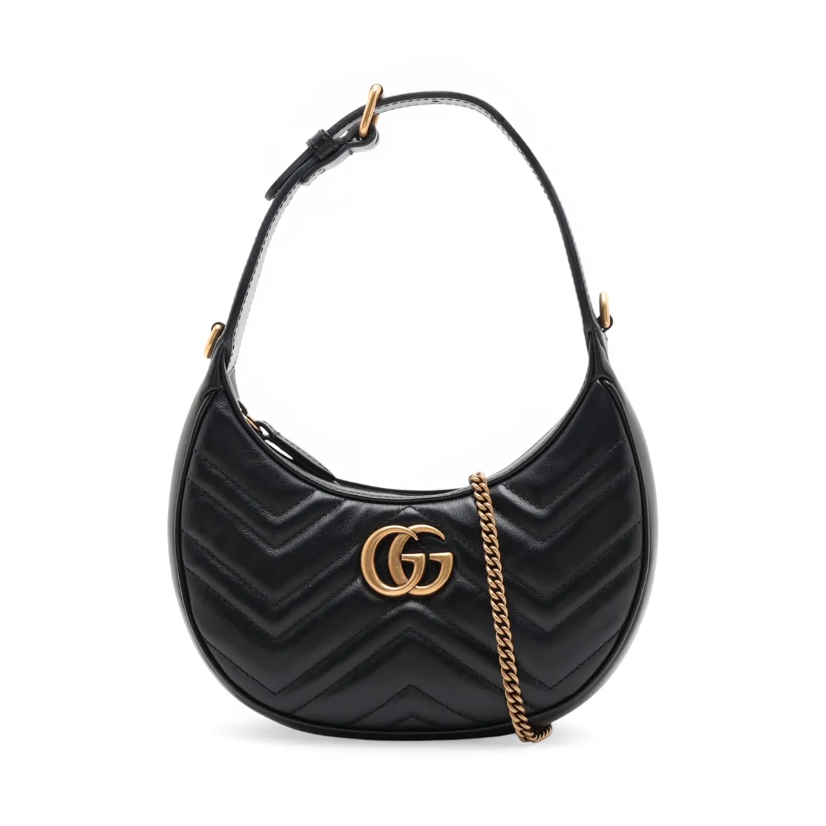 GG Marmont Leather 2-Way Handbag, Black, 699514