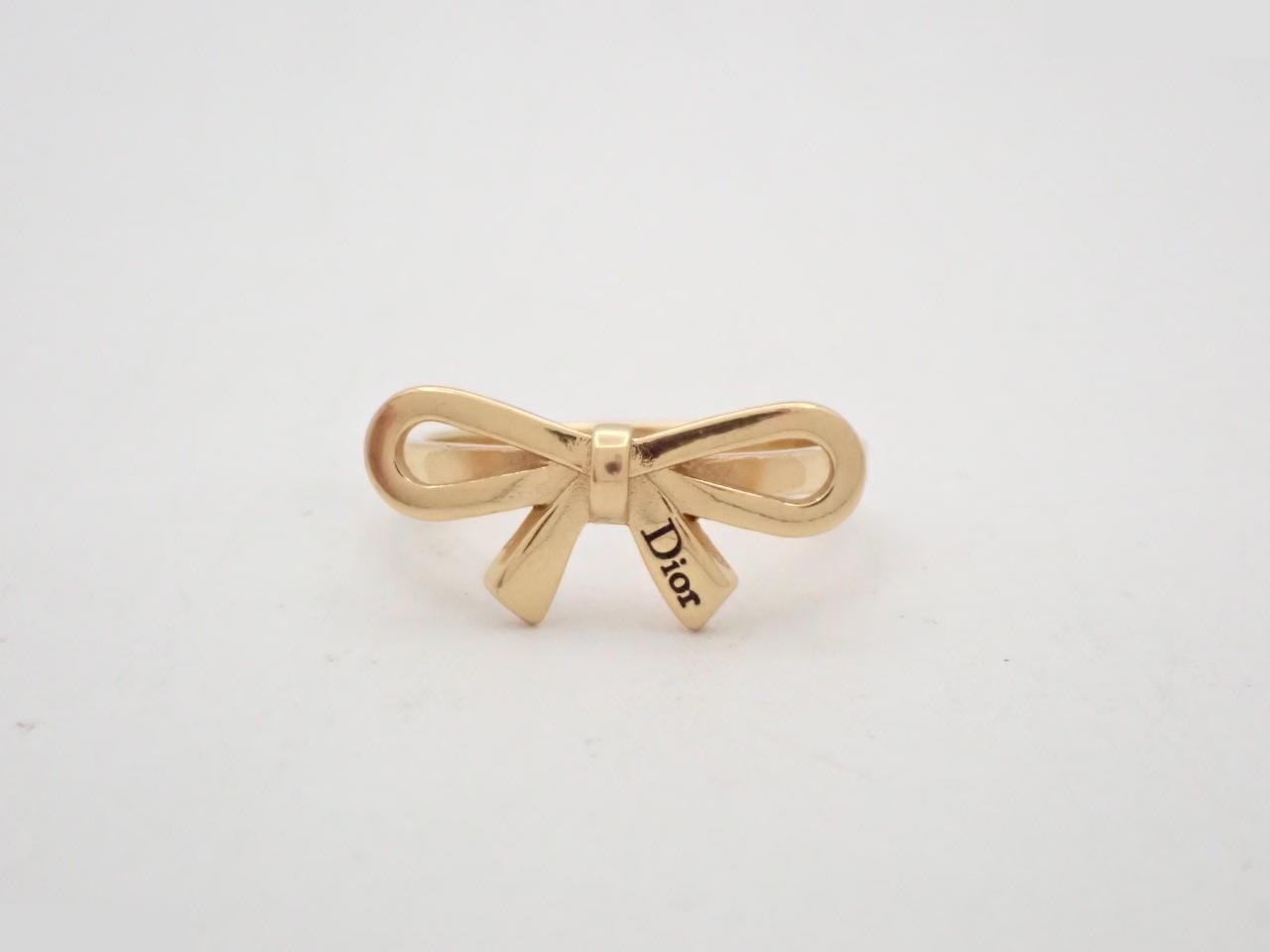 CD Ribbon Ring, CD Logo, Gold, with Box and Bag, Size #14, Engraved M