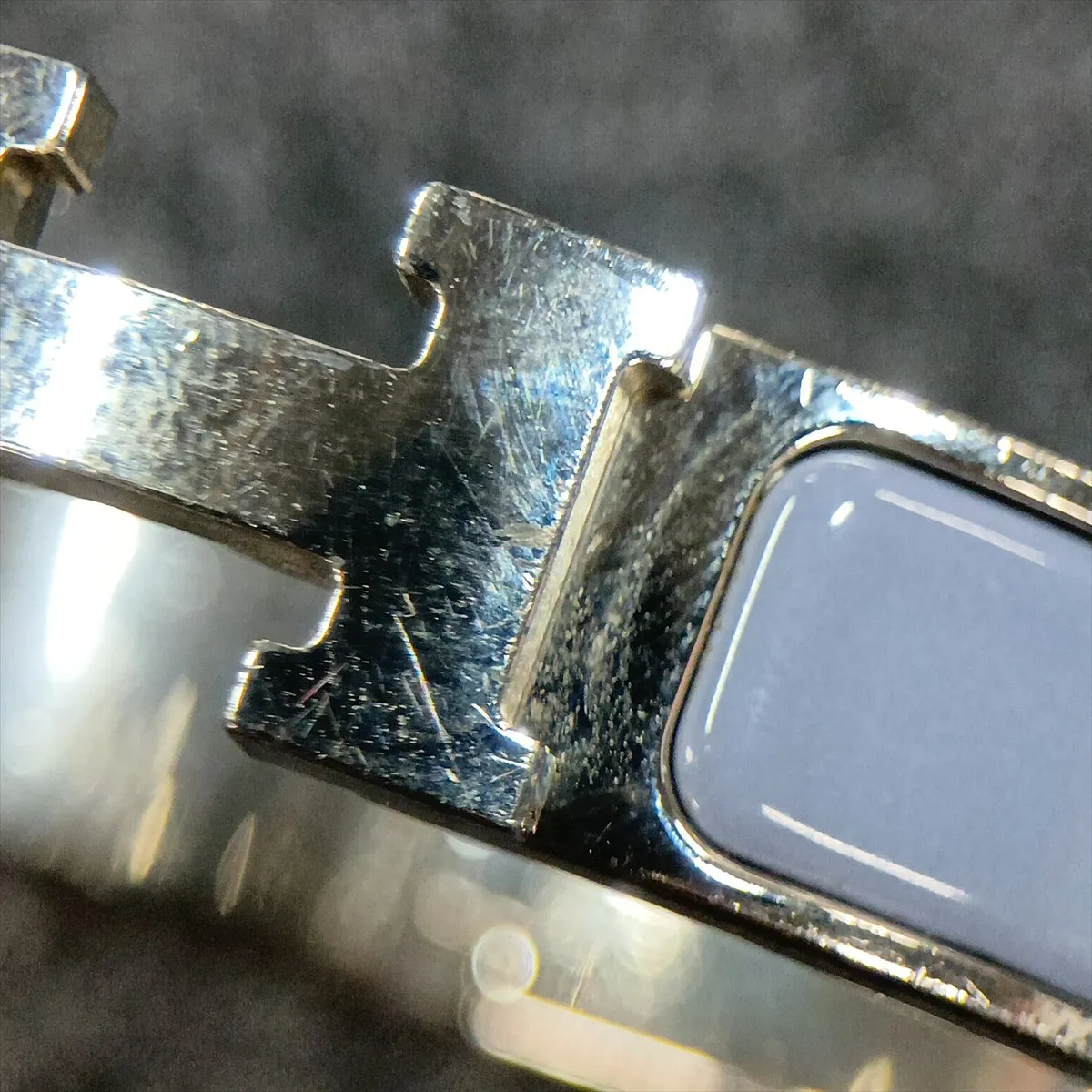Click H Fan Bangle, Metal, Silver x Purple. Shows signs of wear, — view 7