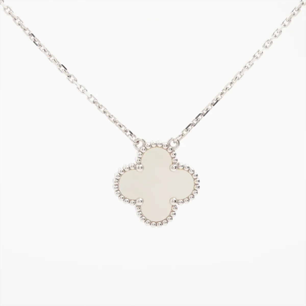 Vintage Alhambra Shell Necklace, 750 (WG), 5.4g, JG864374, Stone — view 2