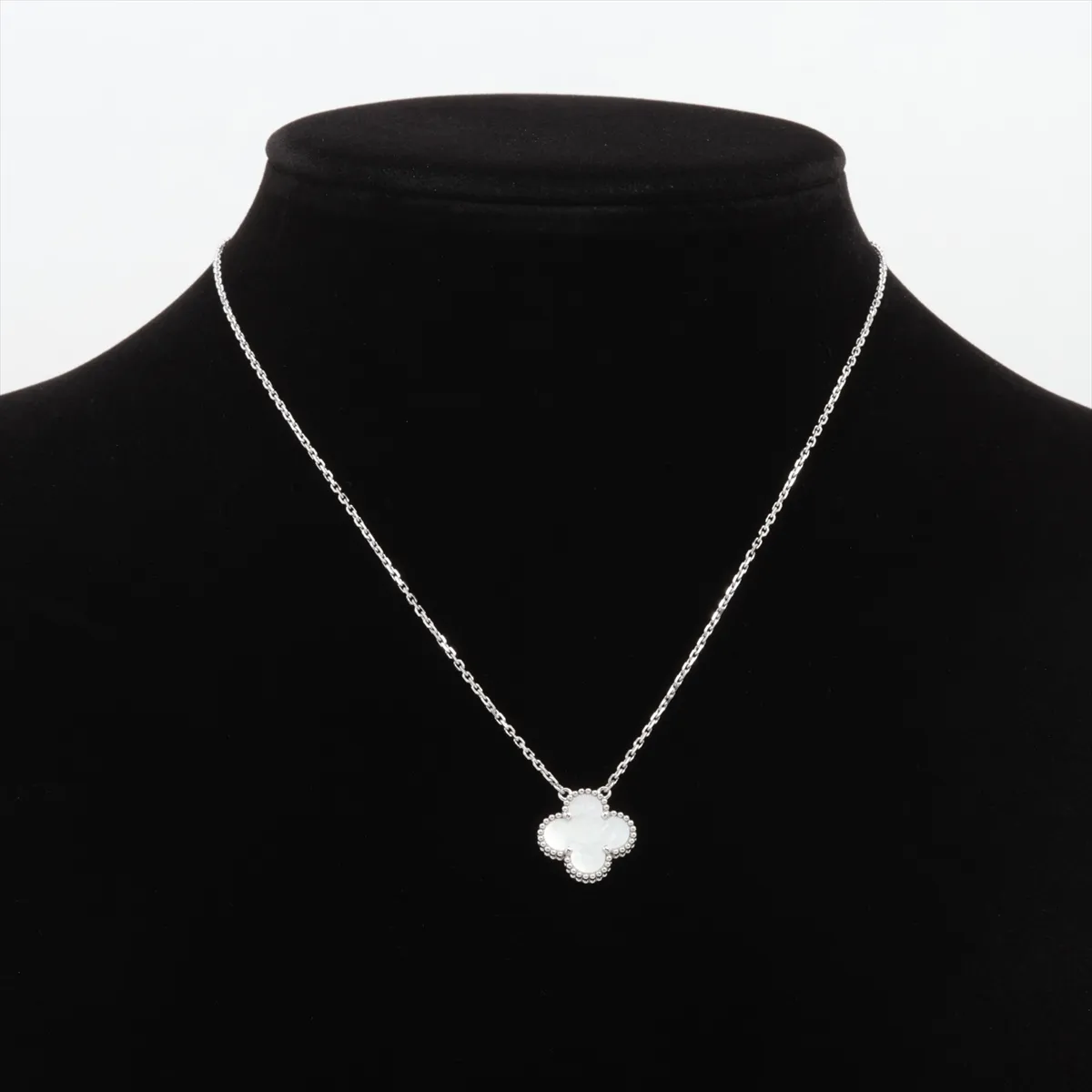 Vintage Alhambra Shell Necklace, 750 (WG), 5.4g, JG864374, Stone — view 5