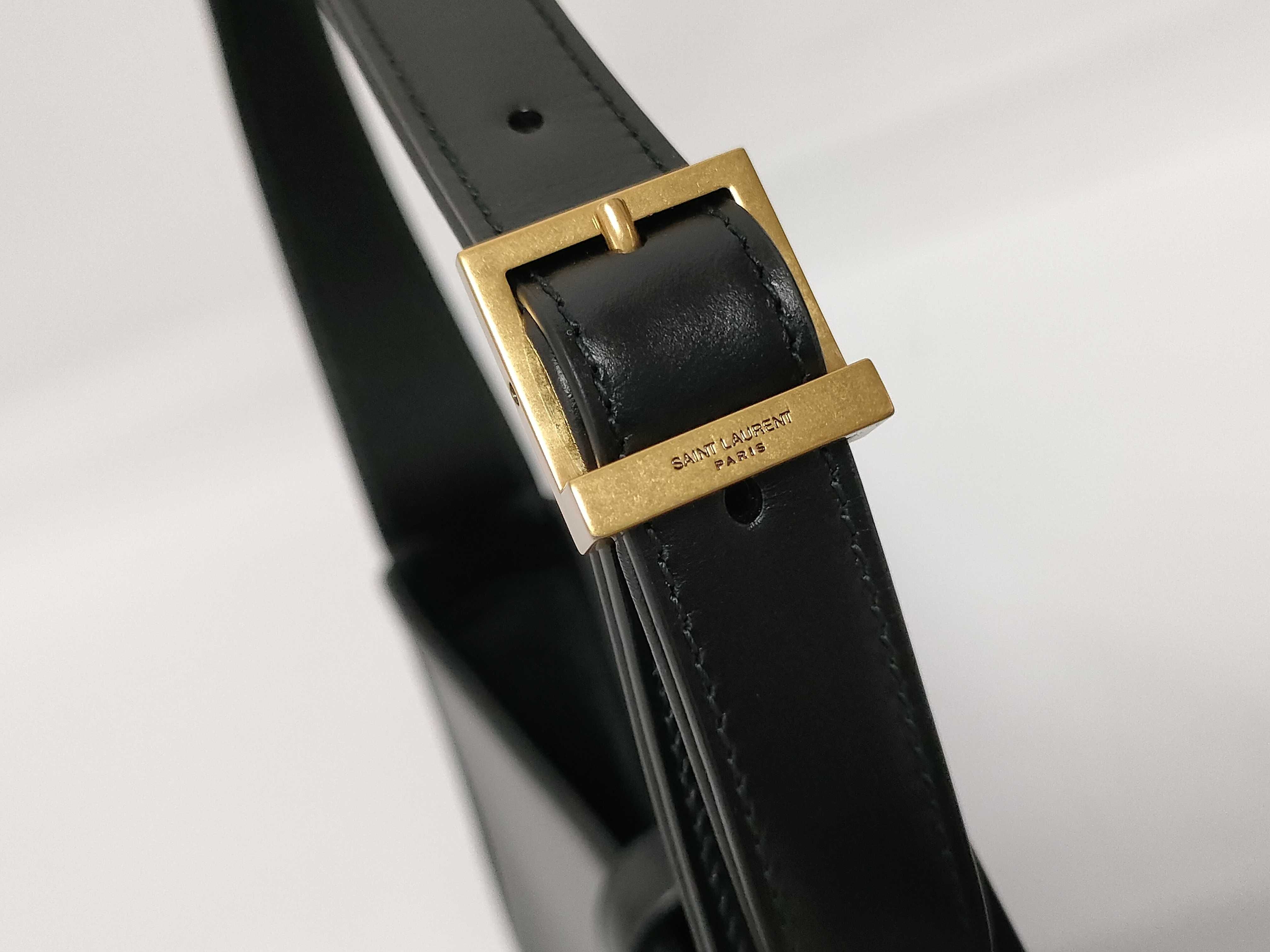 Le 5-7 Black Calf Leather Gold Logo Underarm Bag Handbag — view 7
