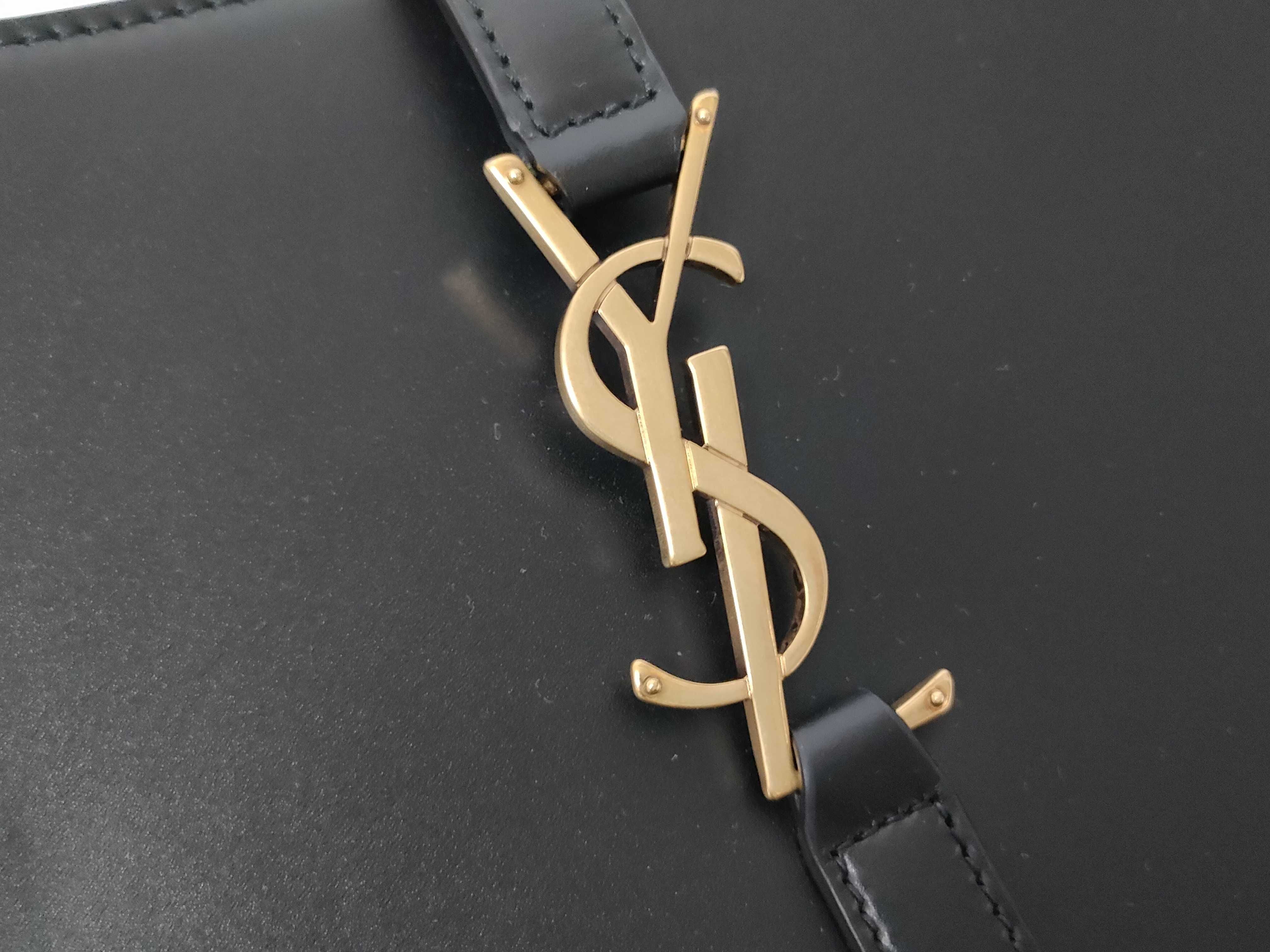 Le 5-7 Black Calf Leather Gold Logo Underarm Bag Handbag — view 8