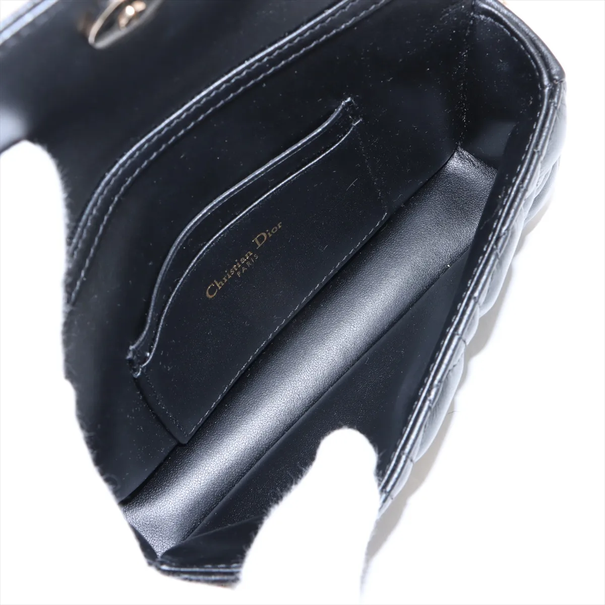 Cannage My Dior Talk Phone Bag Leather Chain Shoulder Bag Black — view 6