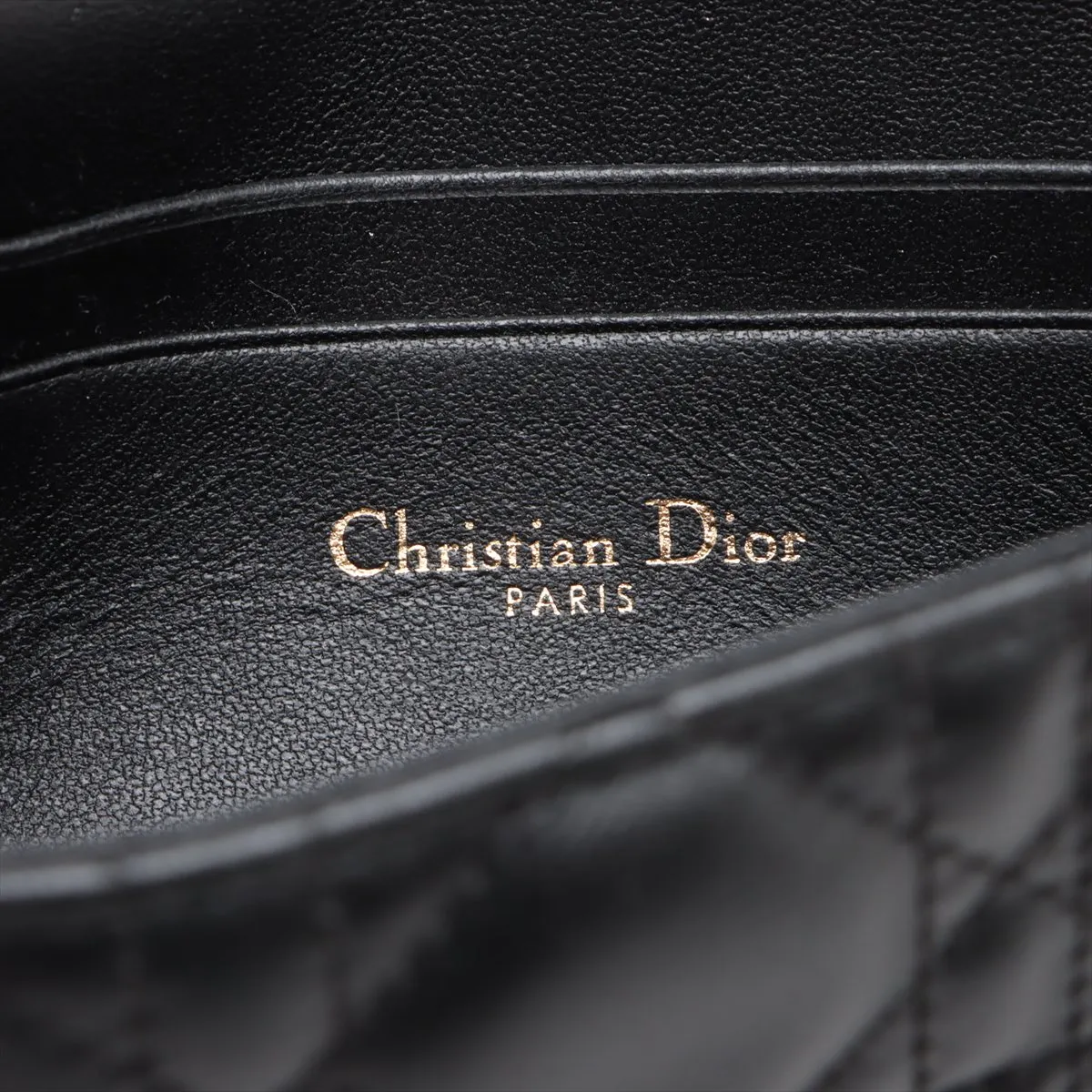 Cannage My Dior Talk Phone Bag Leather Chain Shoulder Bag Black — view 7