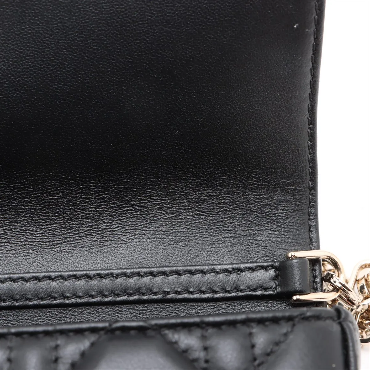 Cannage My Dior Talk Phone Bag Leather Chain Shoulder Bag Black — view 8