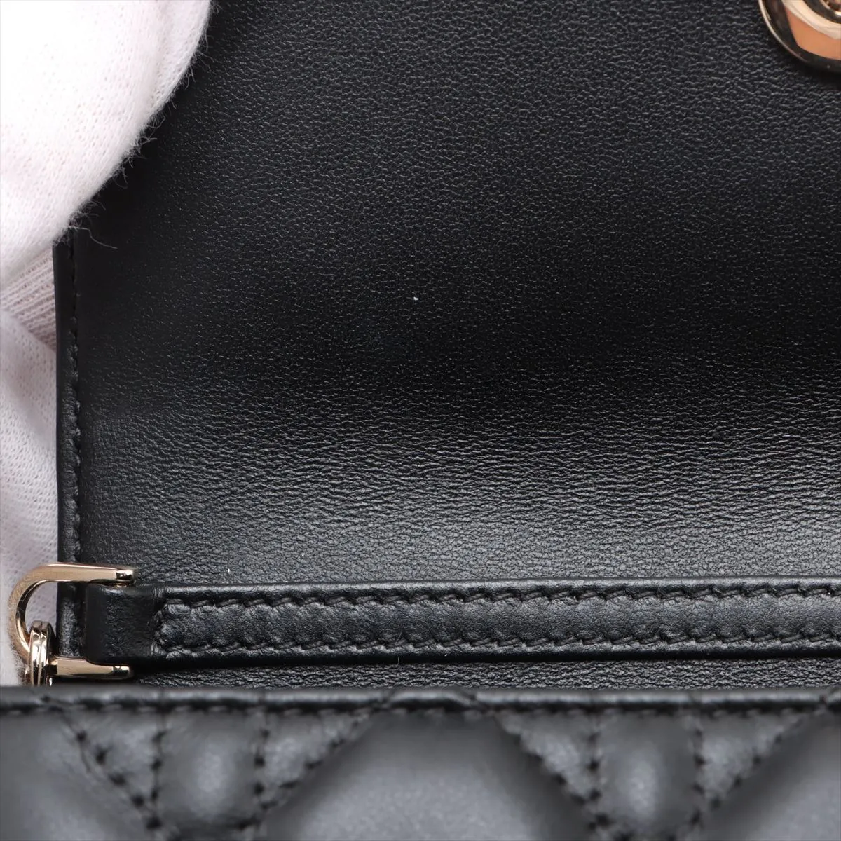 Cannage My Dior Talk Phone Bag Leather Chain Shoulder Bag Black — view 9