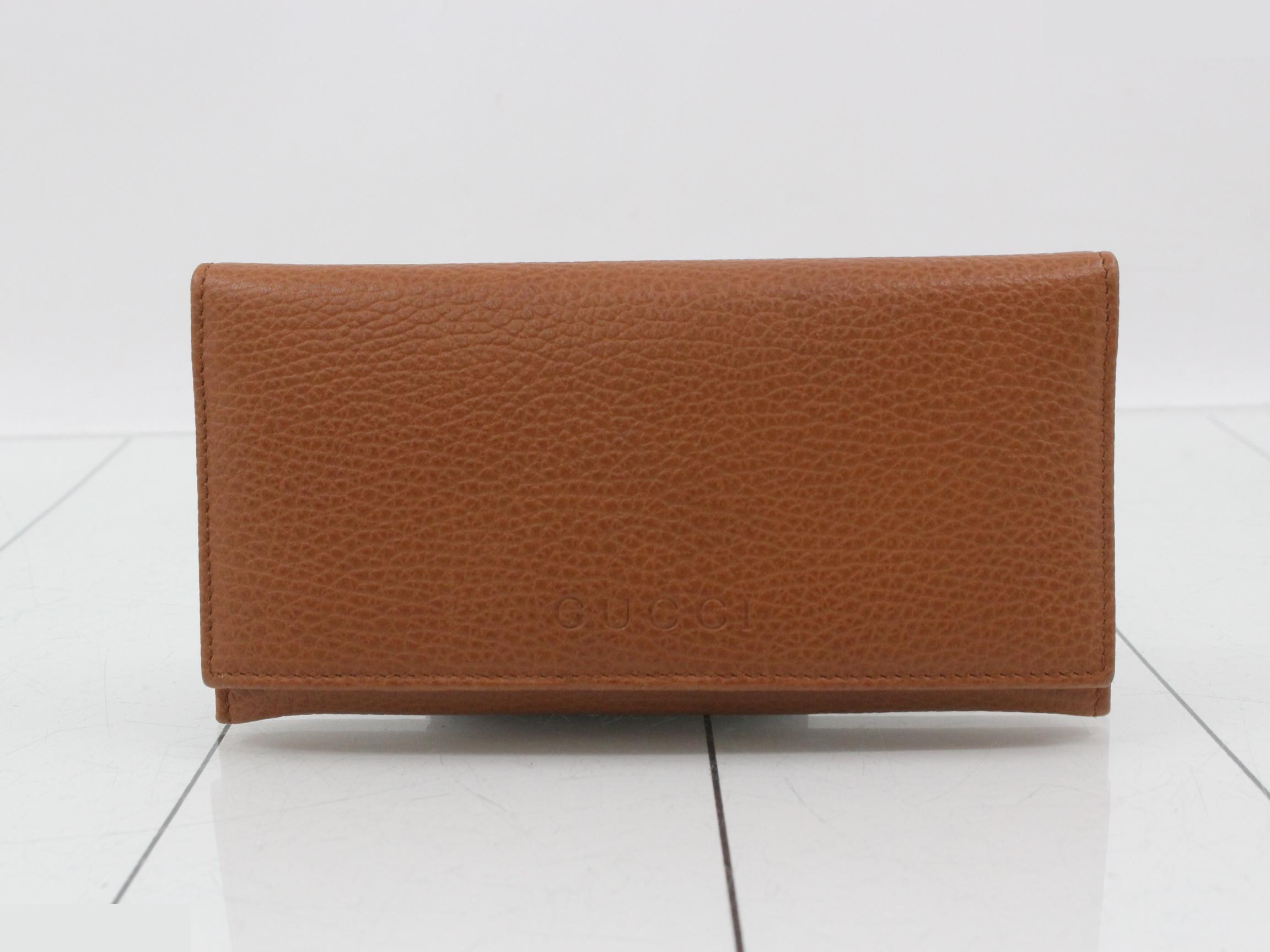 305282 Logo Long Wallet, Bi-fold, Leather, Brown