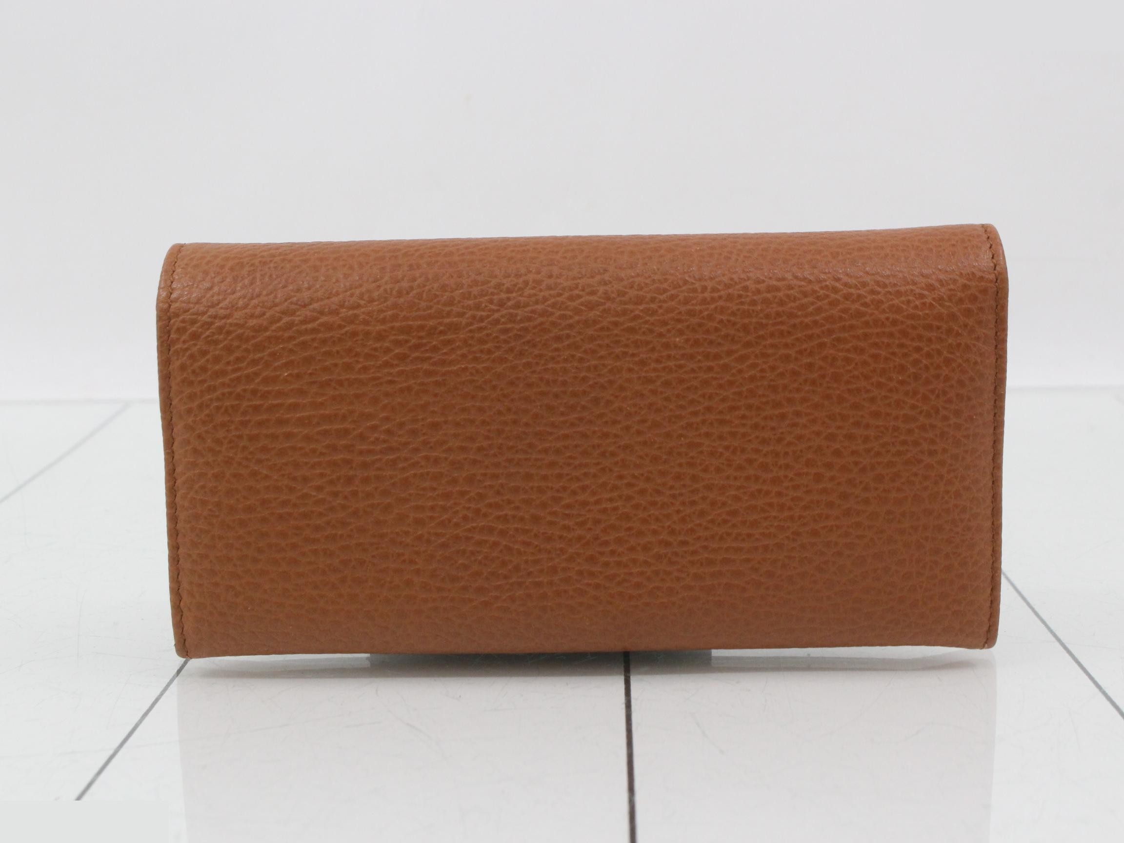 305282 Logo Long Wallet, Bi-fold, Leather, Brown — view 2