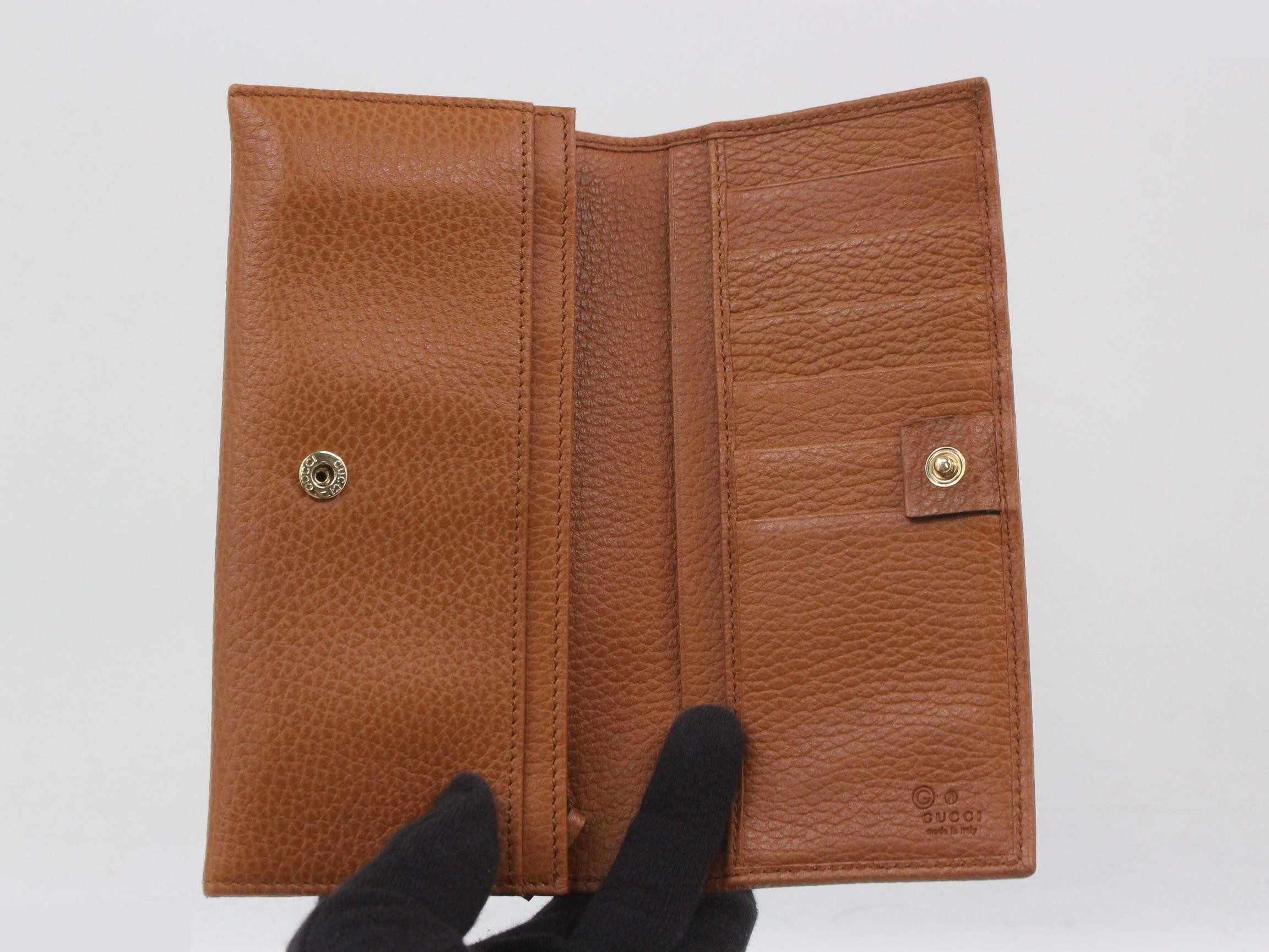 305282 Logo Long Wallet, Bi-fold, Leather, Brown — view 4
