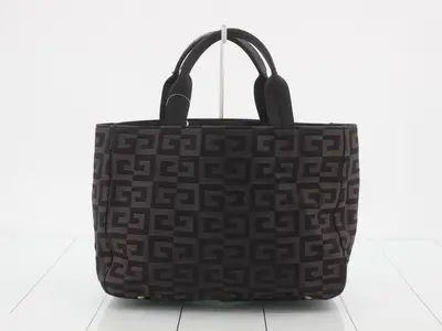 Handbag, satin x nylon, gray x black
