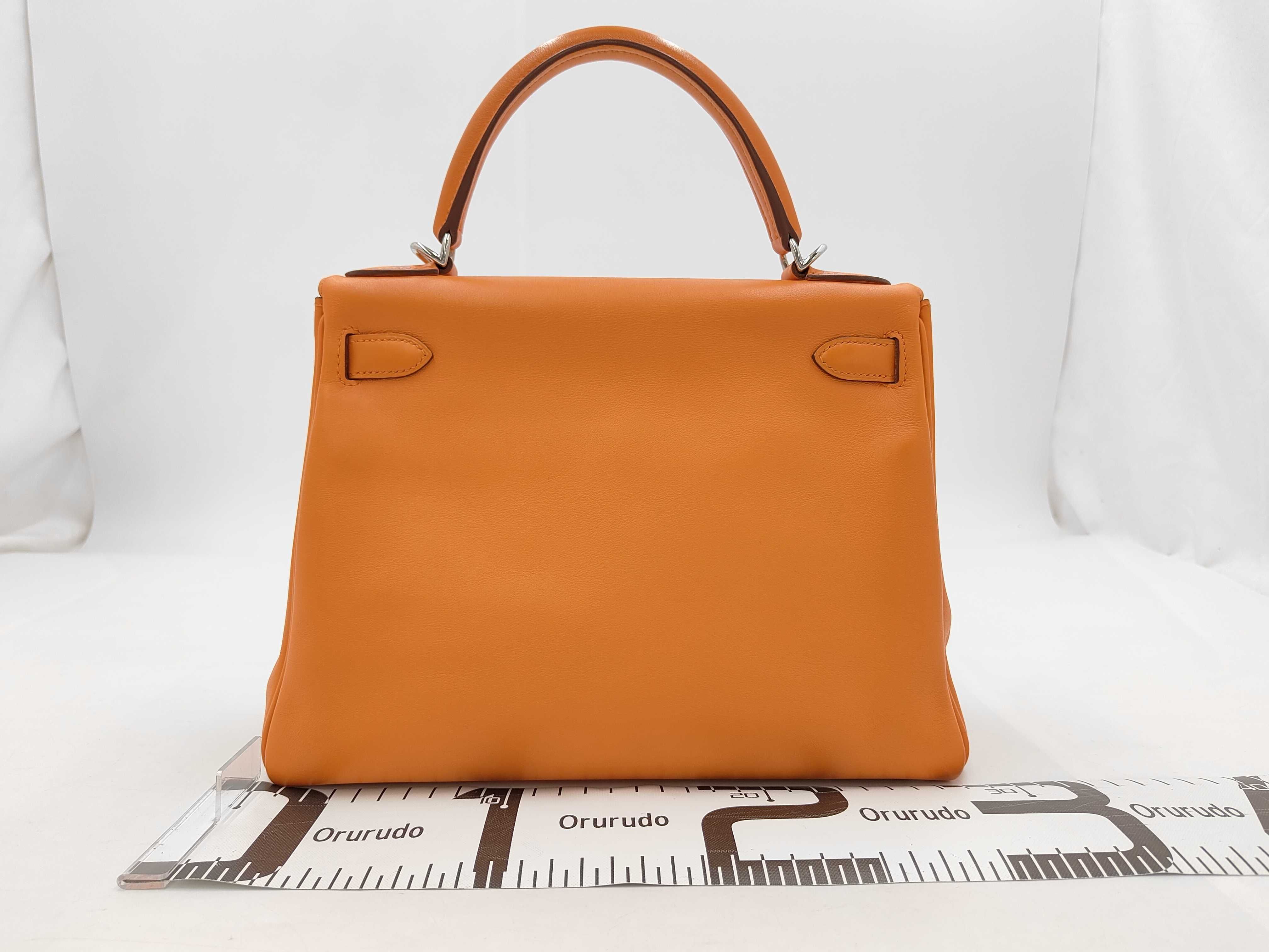 Kelly 28 K stamp Swift orange tote bag — view 2
