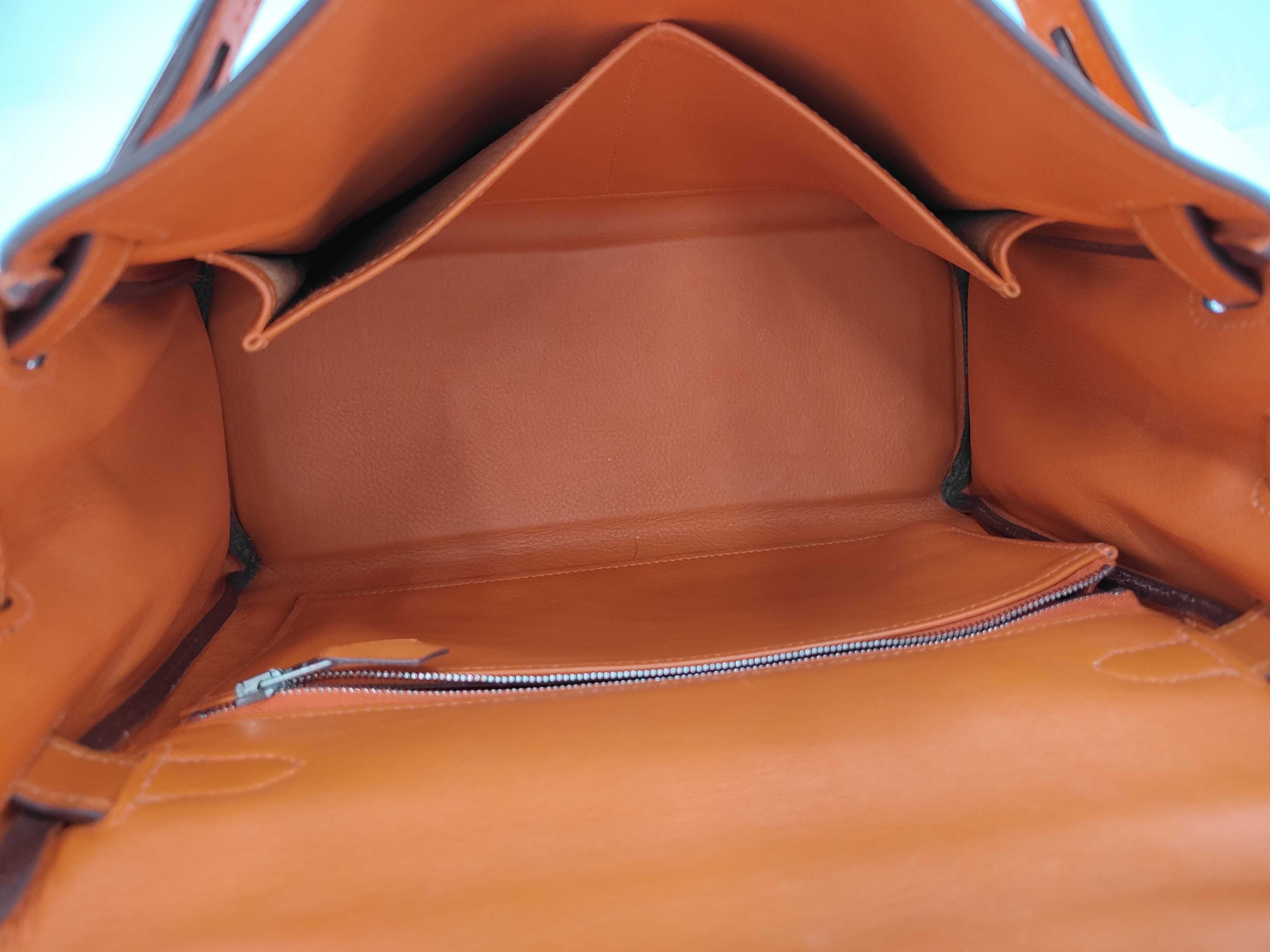 Kelly 28 K stamp Swift orange tote bag — view 11