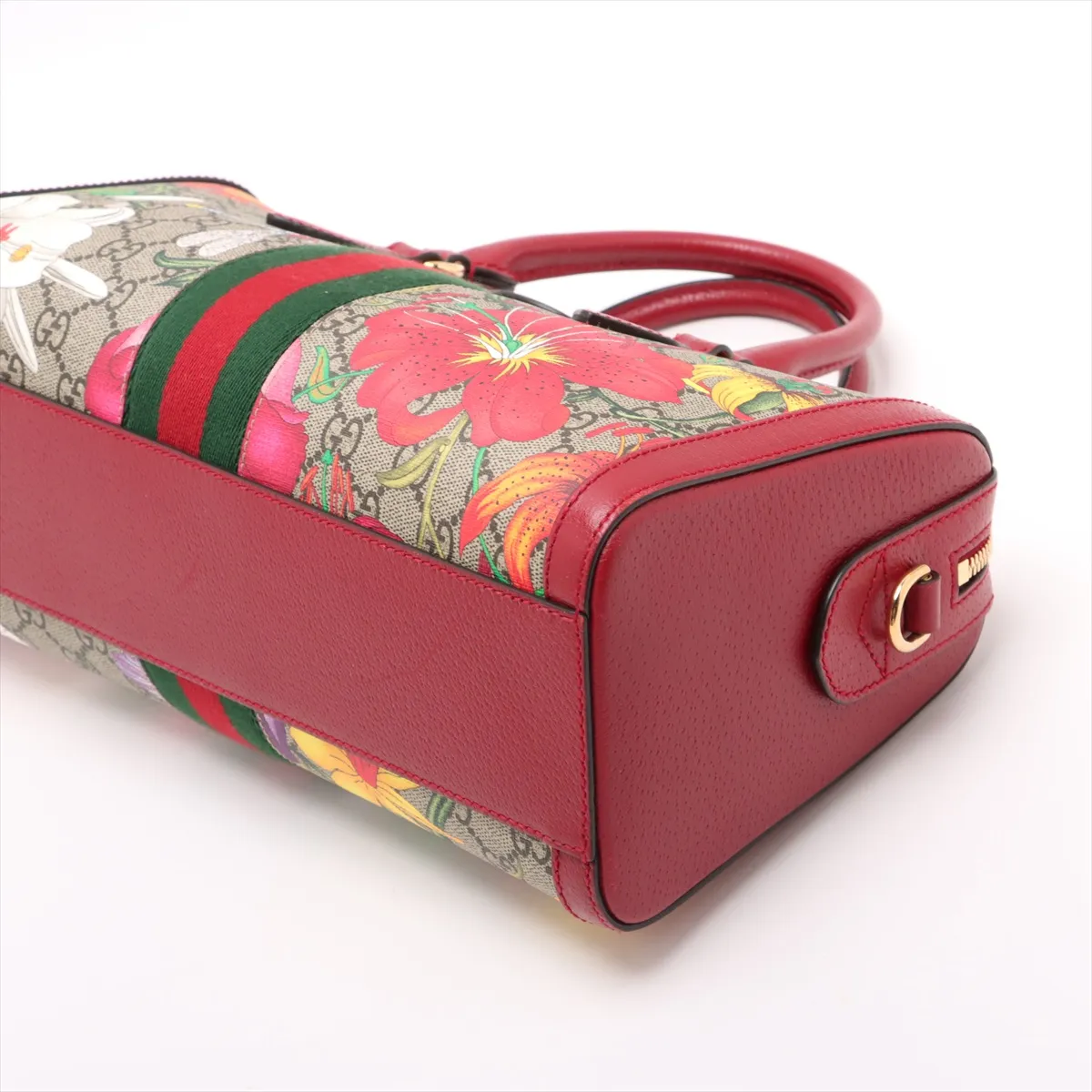 GG Flora PVC x Leather 2-Way Handbag, Red x Beige, 524532 — view 3