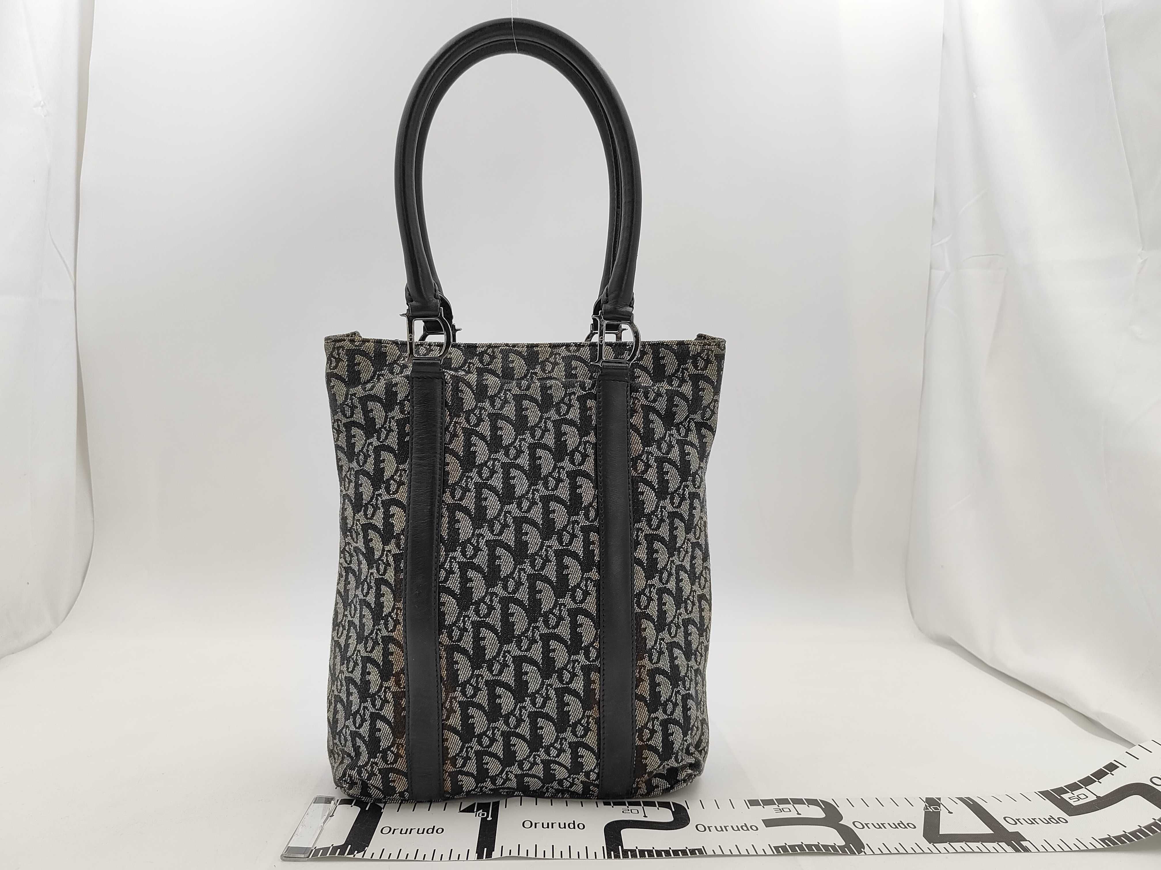 Trotter Dior Tote Bag Trotter Canvas Leather Navy Tote Bag — view 2