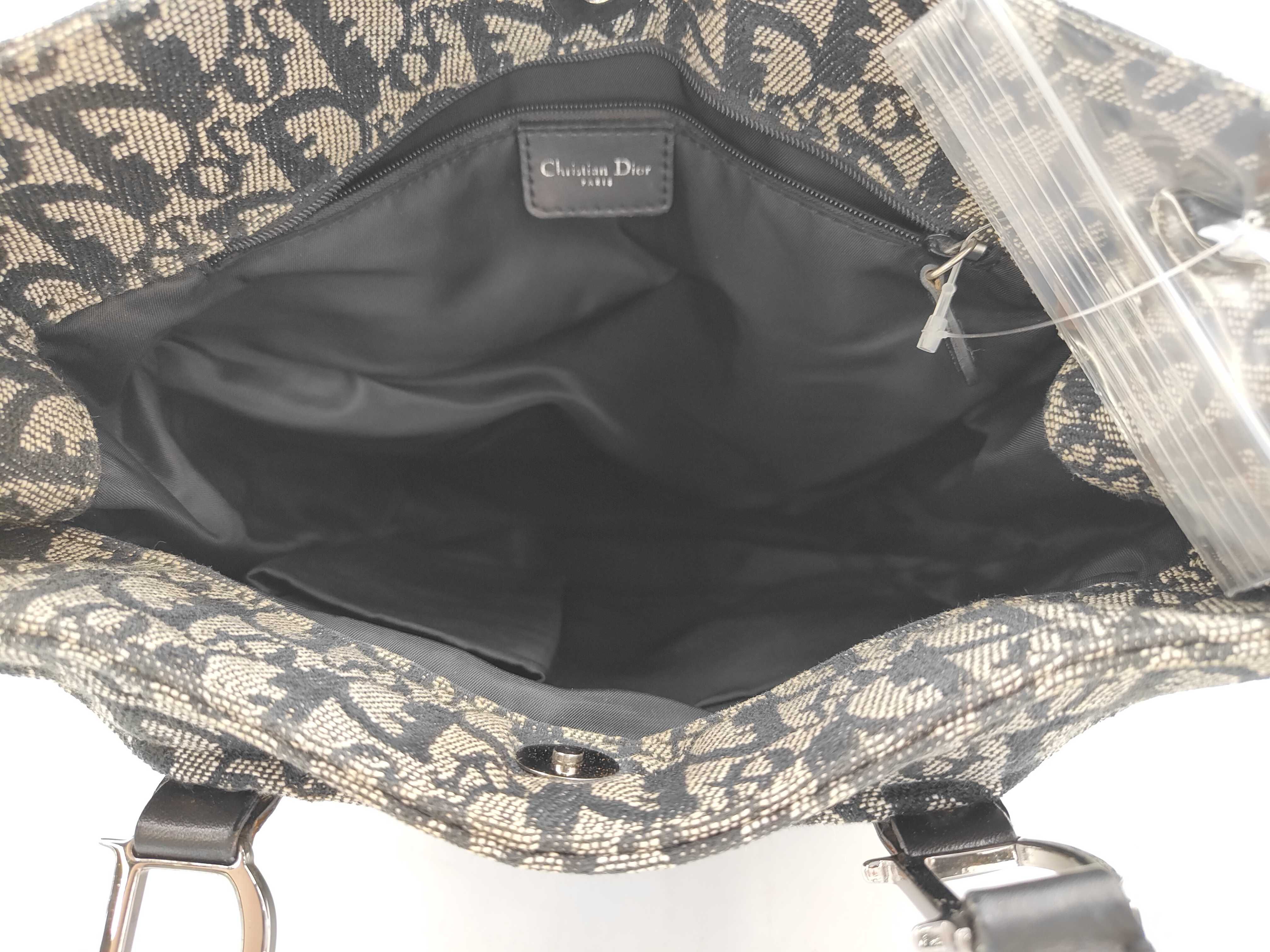 Trotter Dior Tote Bag Trotter Canvas Leather Navy Tote Bag — view 9