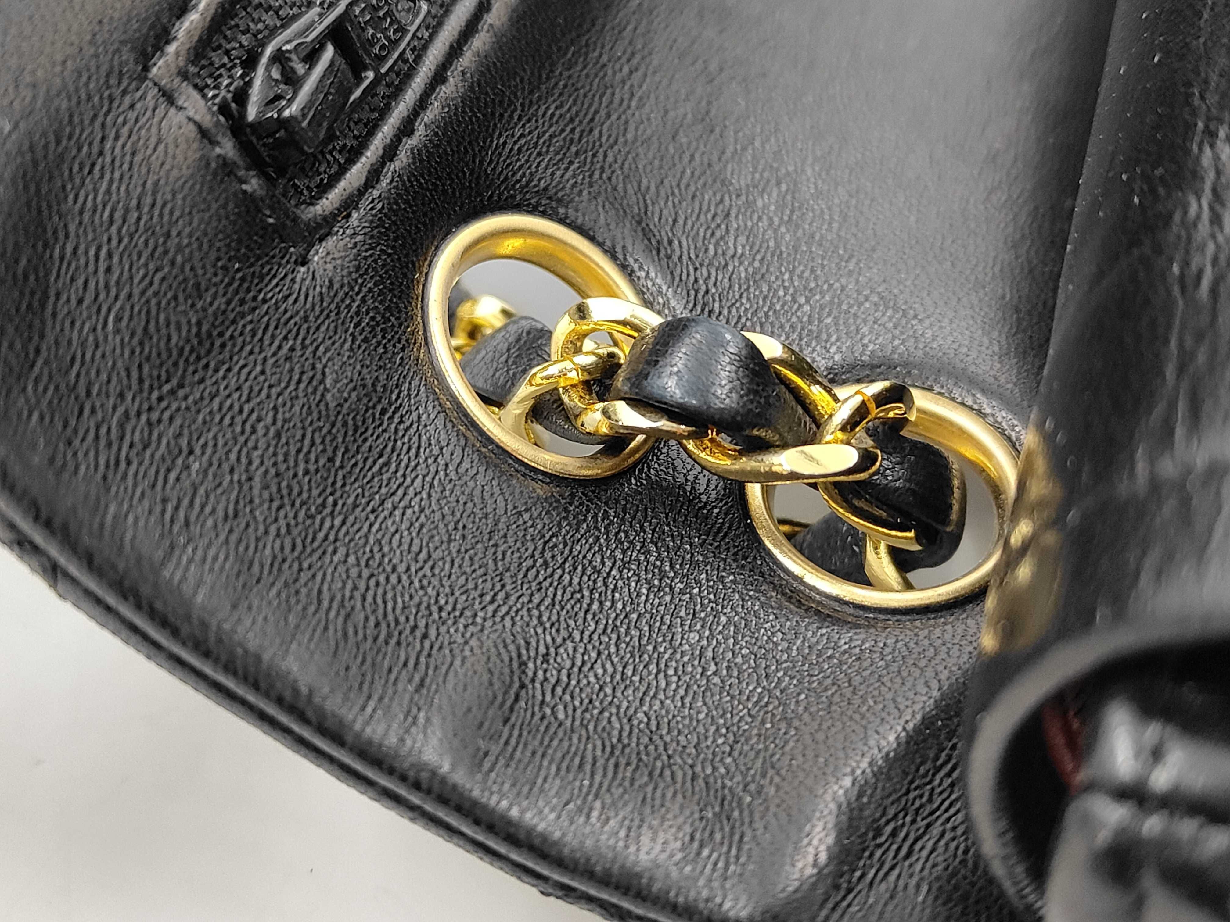 Lambskin Matelassé Turnlock Double Flap Double Chain Shoulder Bag — view 8