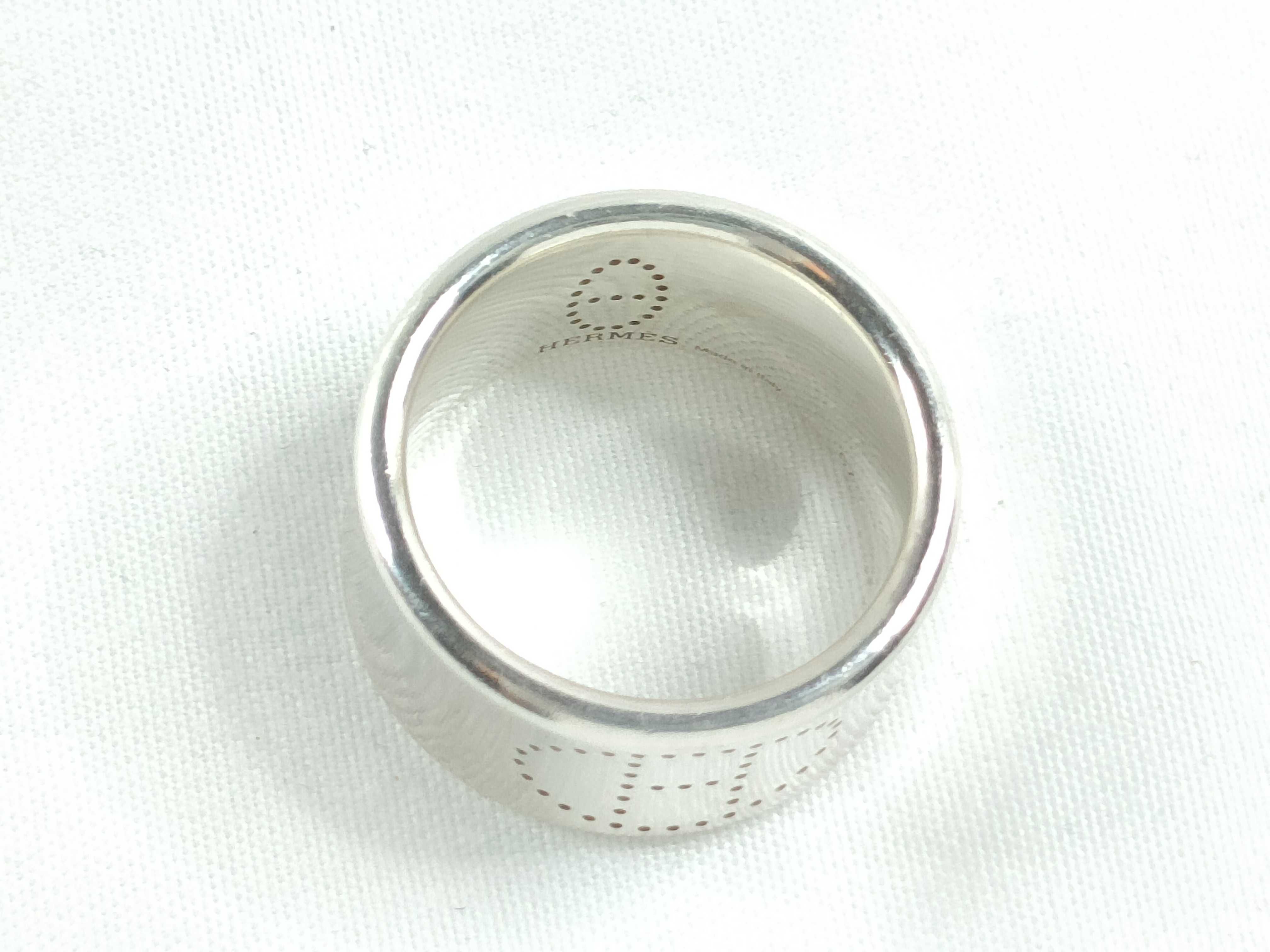 Hermès H-shaped punched ring, sterling silver 925 ring — view 5