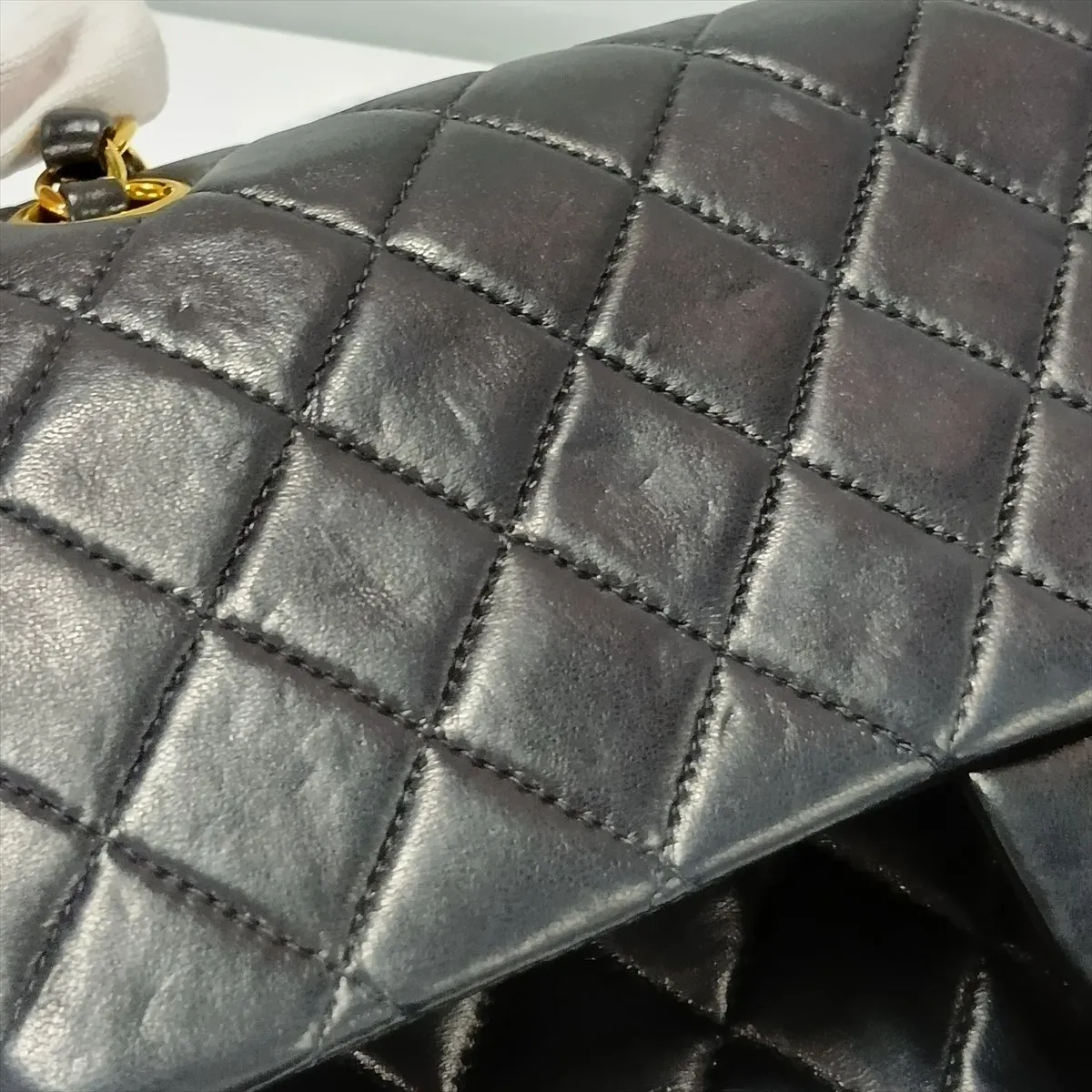 [Individually packaged] Chanel Matelassé 25 Lambskin Double Flap Double Chain Bag, Black with Gold Hardware, 6894592, Series 6, A01112 — view 13