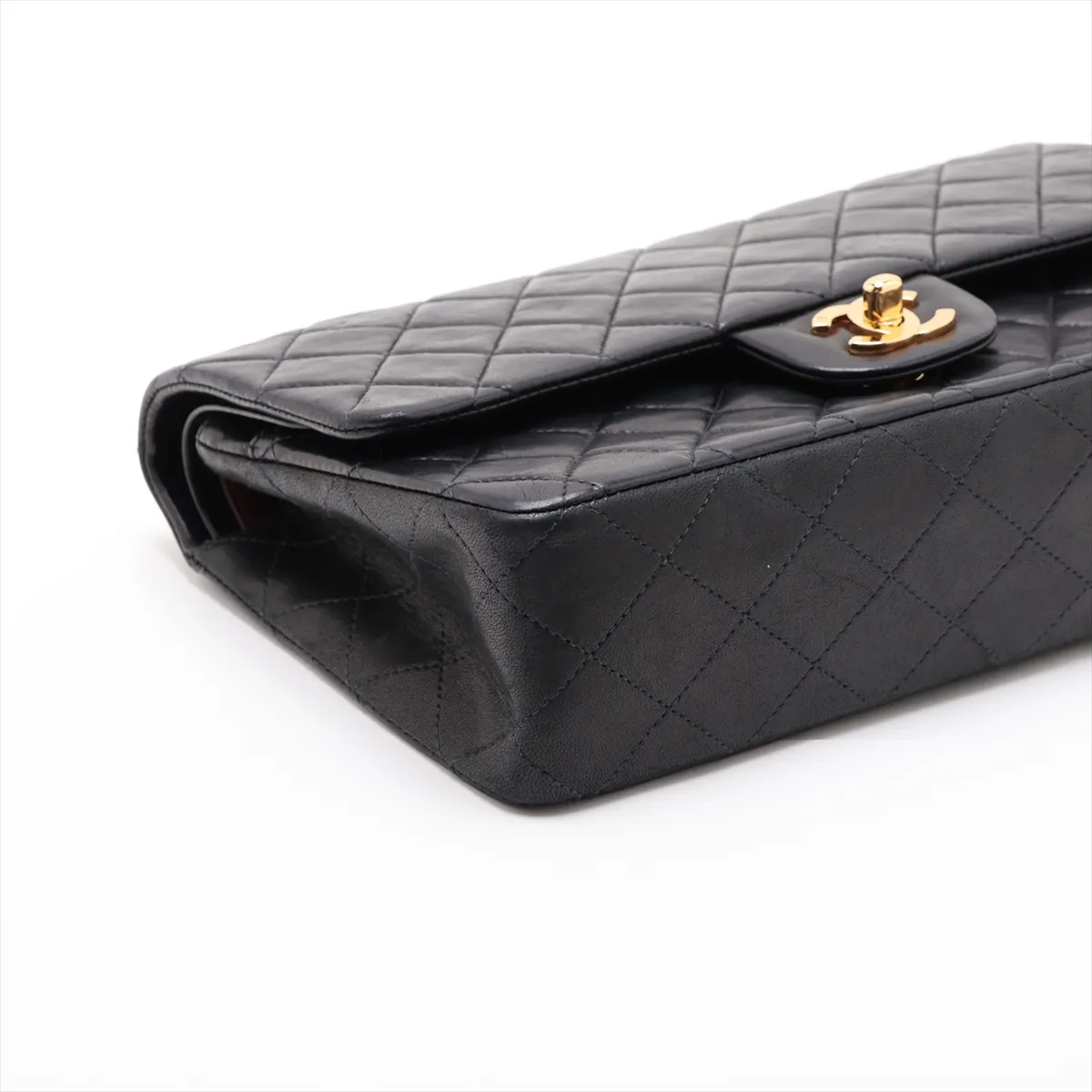 [Individually packaged] Chanel Matelassé 25 Lambskin Double Flap Double Chain Bag, Black with Gold Hardware, 6894592, Series 6, A01112 — view 4