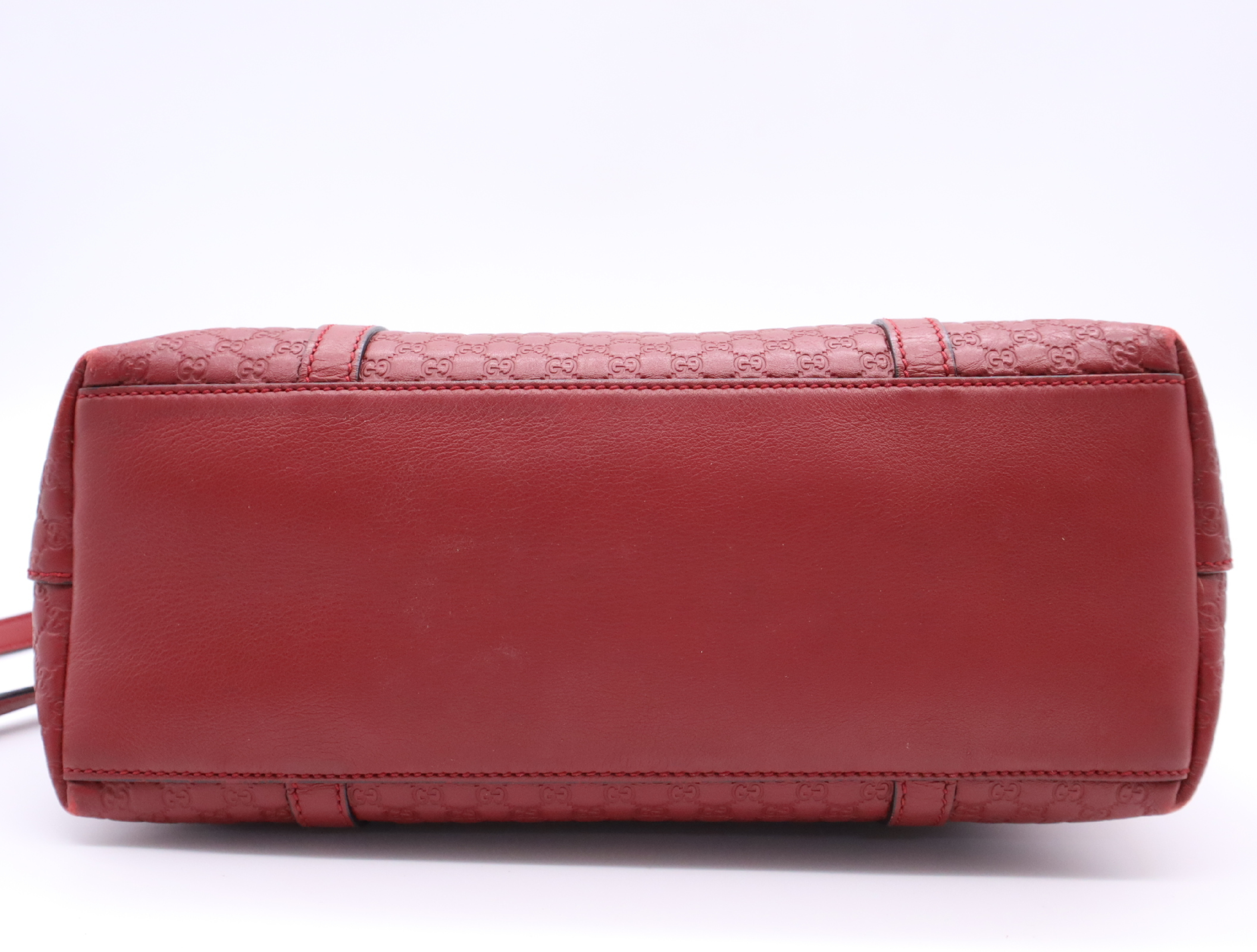 449656 Leather Microguccissima Leather 2-Way Handbag Red with Shoulder Strap — view 4