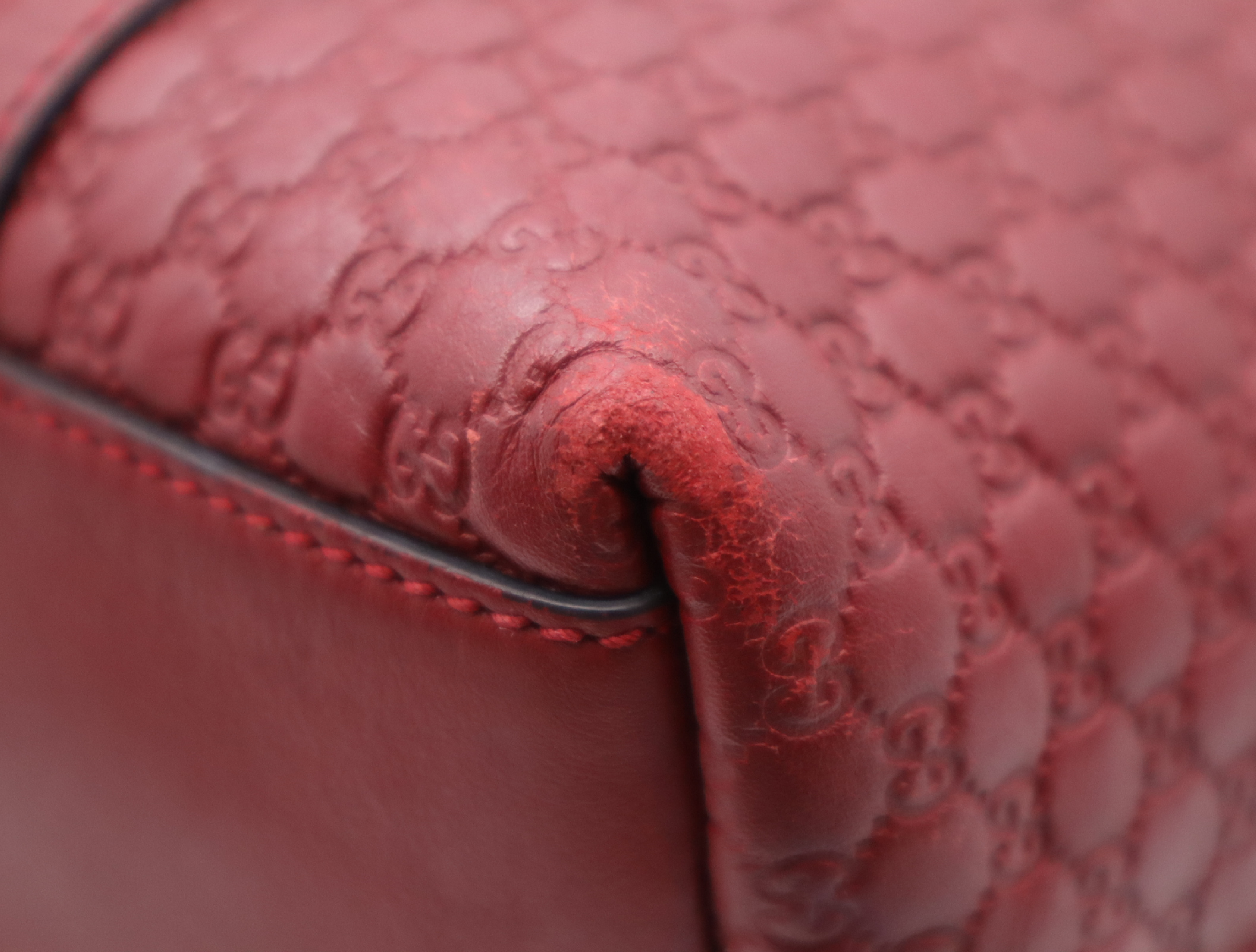 449656 Leather Microguccissima Leather 2-Way Handbag Red with Shoulder Strap — view 7