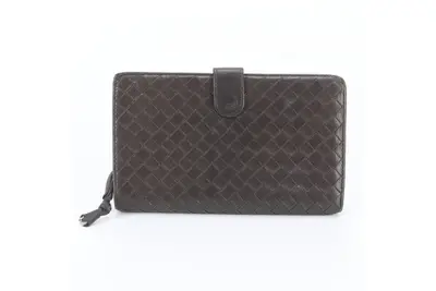 Intrecciato 114074 Leather Long Wallet, Bi-fold