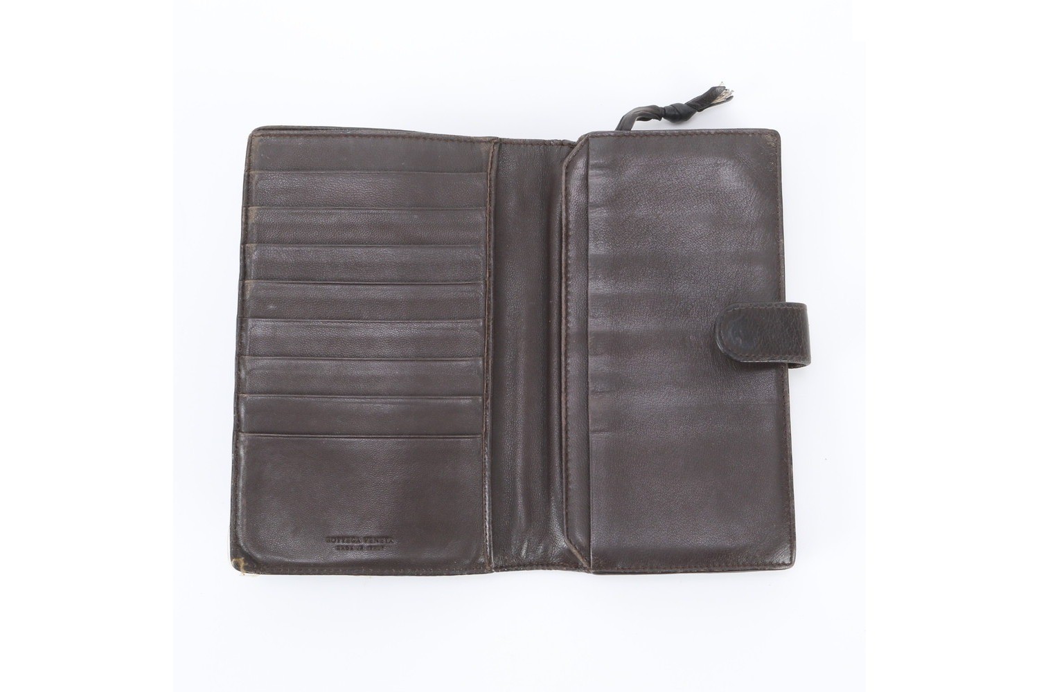 Intrecciato 114074 Leather Long Wallet, Bi-fold — view 6