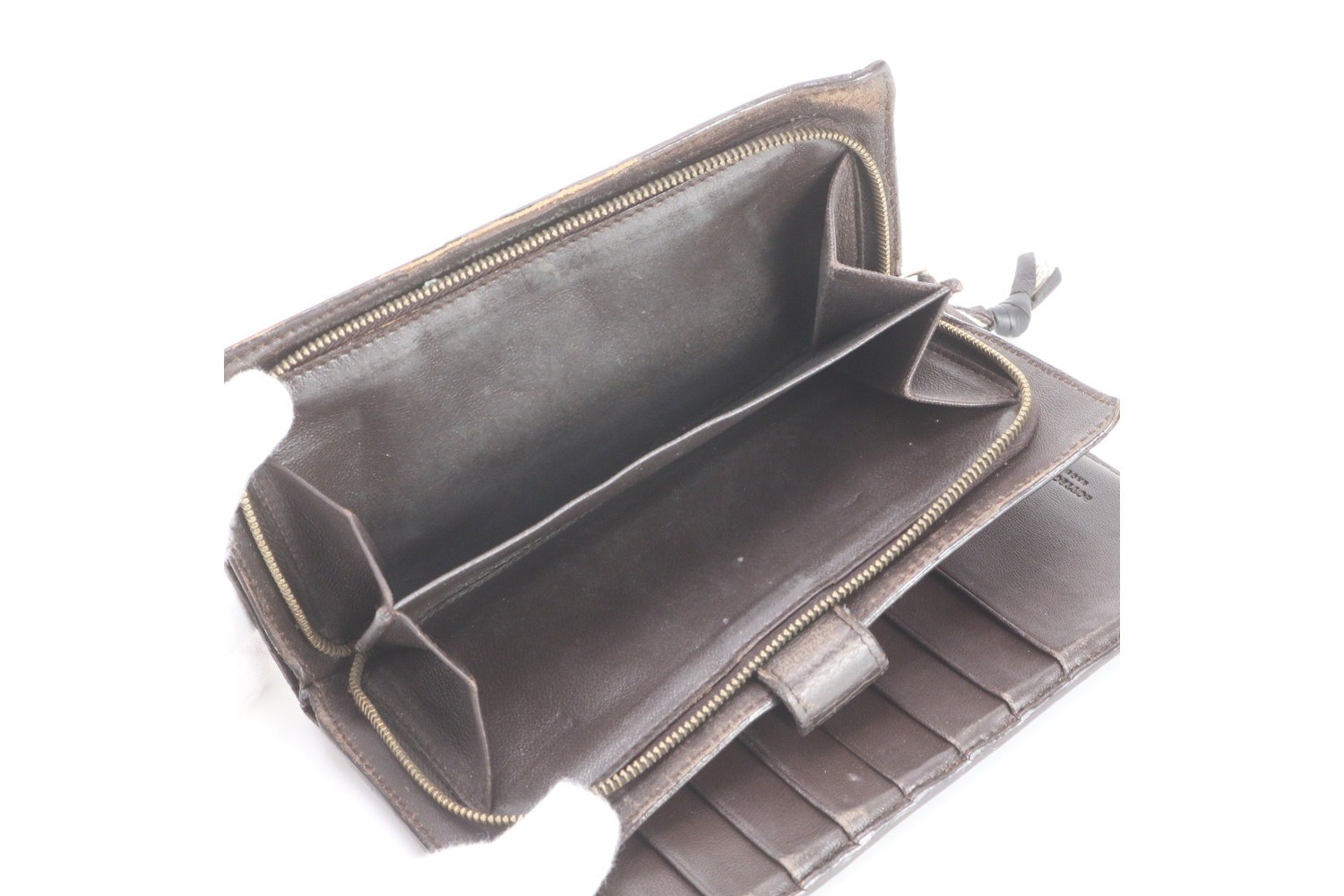 Intrecciato 114074 Leather Long Wallet, Bi-fold — view 9