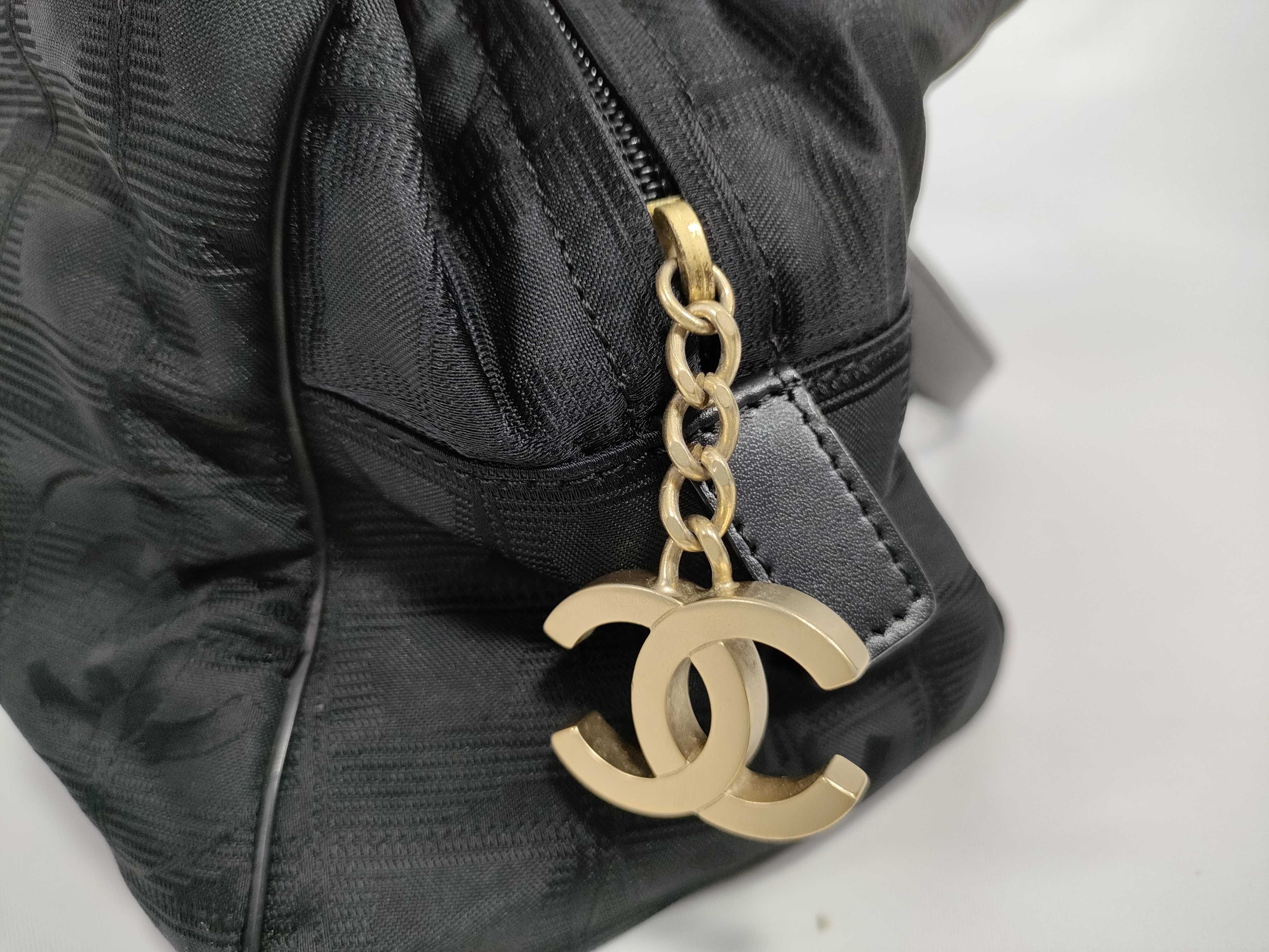 New Travel Line Coco Mark Charm Gold Hardware Black Handbag — view 10