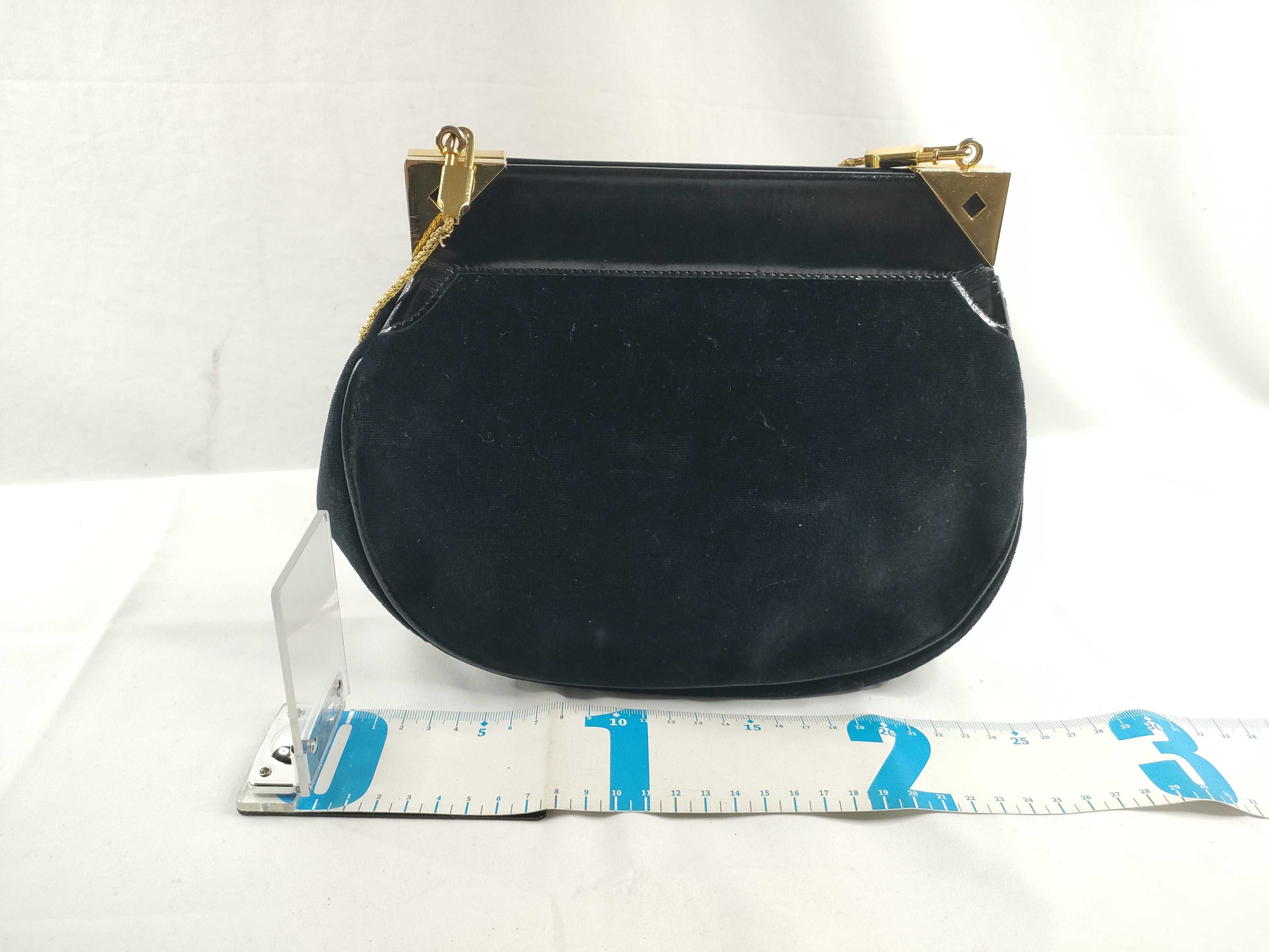 Triomphe Chain Shoulder Bag, Velvet, Black Shoulder Bag — view 2