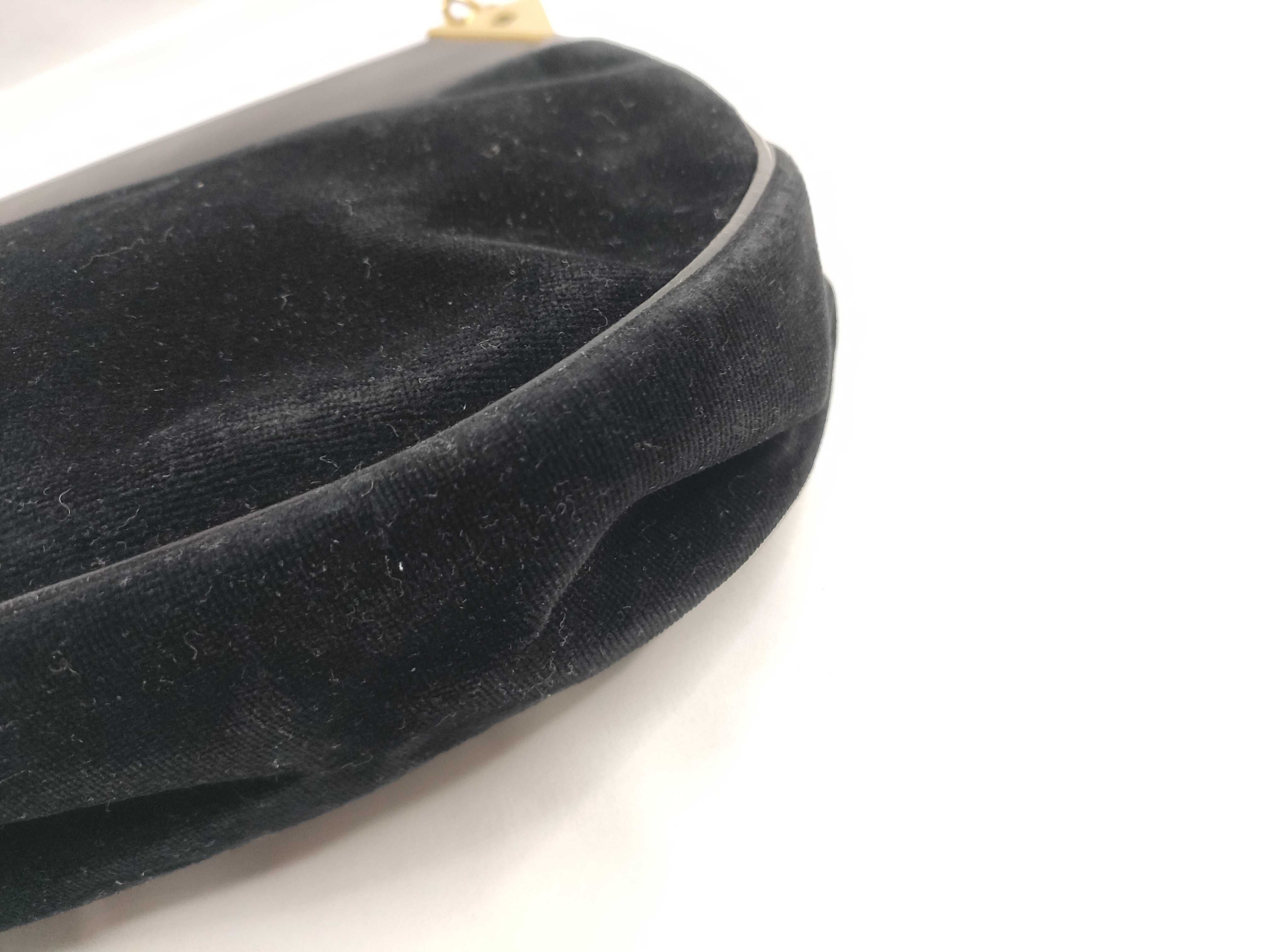 Triomphe Chain Shoulder Bag, Velvet, Black Shoulder Bag — view 5