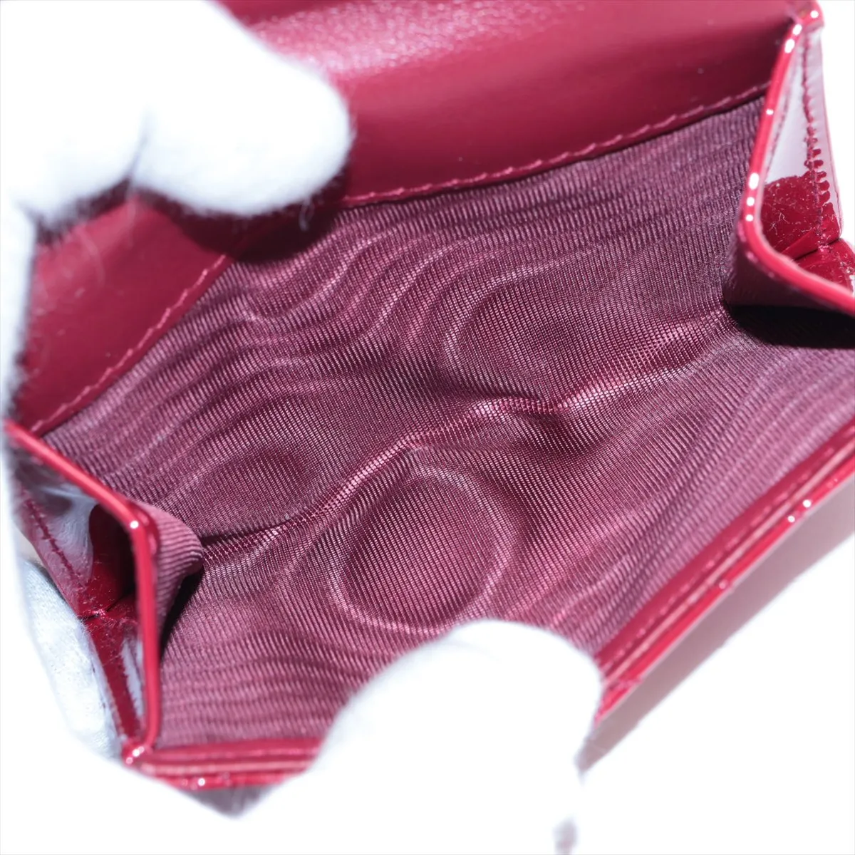 Lady Dior Lotus Wallet Patent Leather Compact Wallet Red — view 6